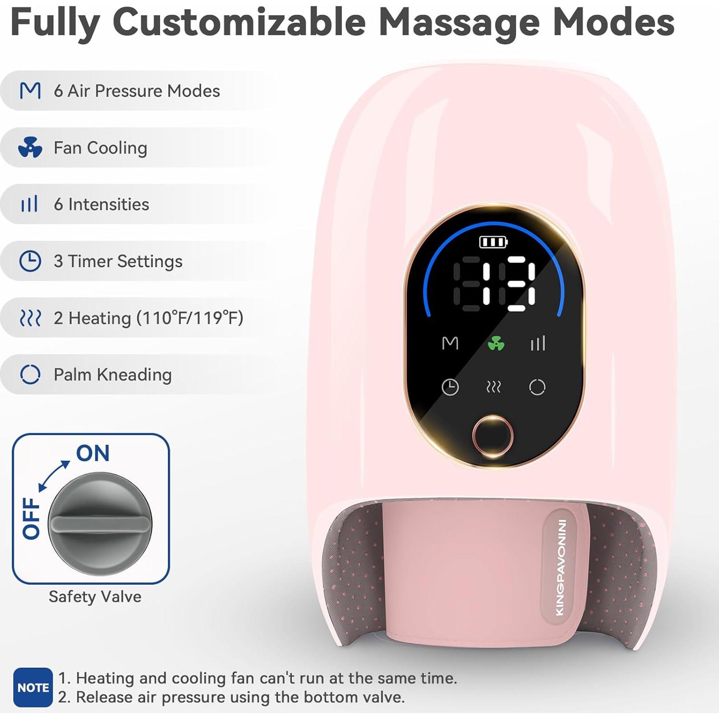 Masajeador de Manos KingPavonini Inalámbrico con Calor y Compresión