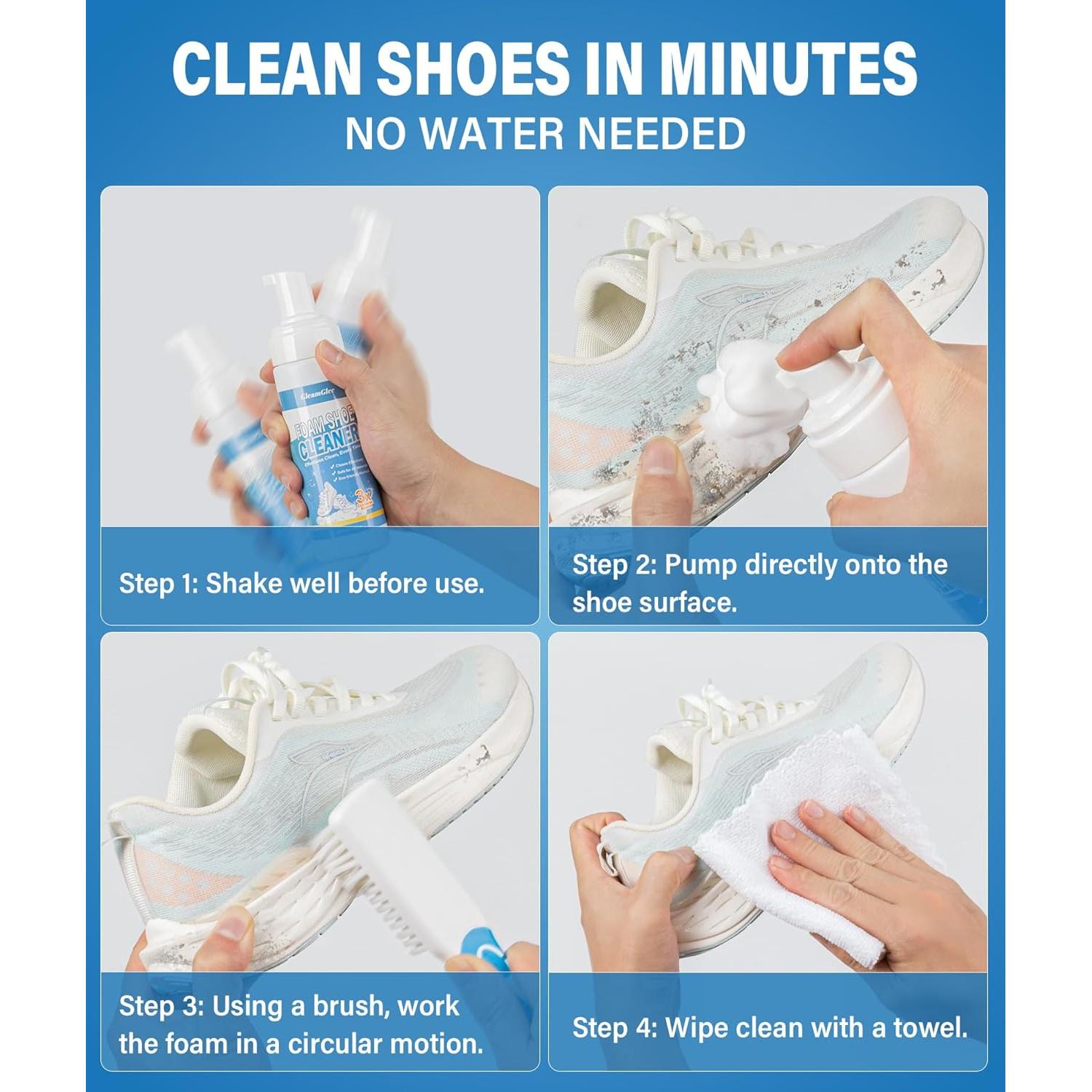 Kit Limpiador de Zapatos GleamGlee 200ml con Cepillo y Paño