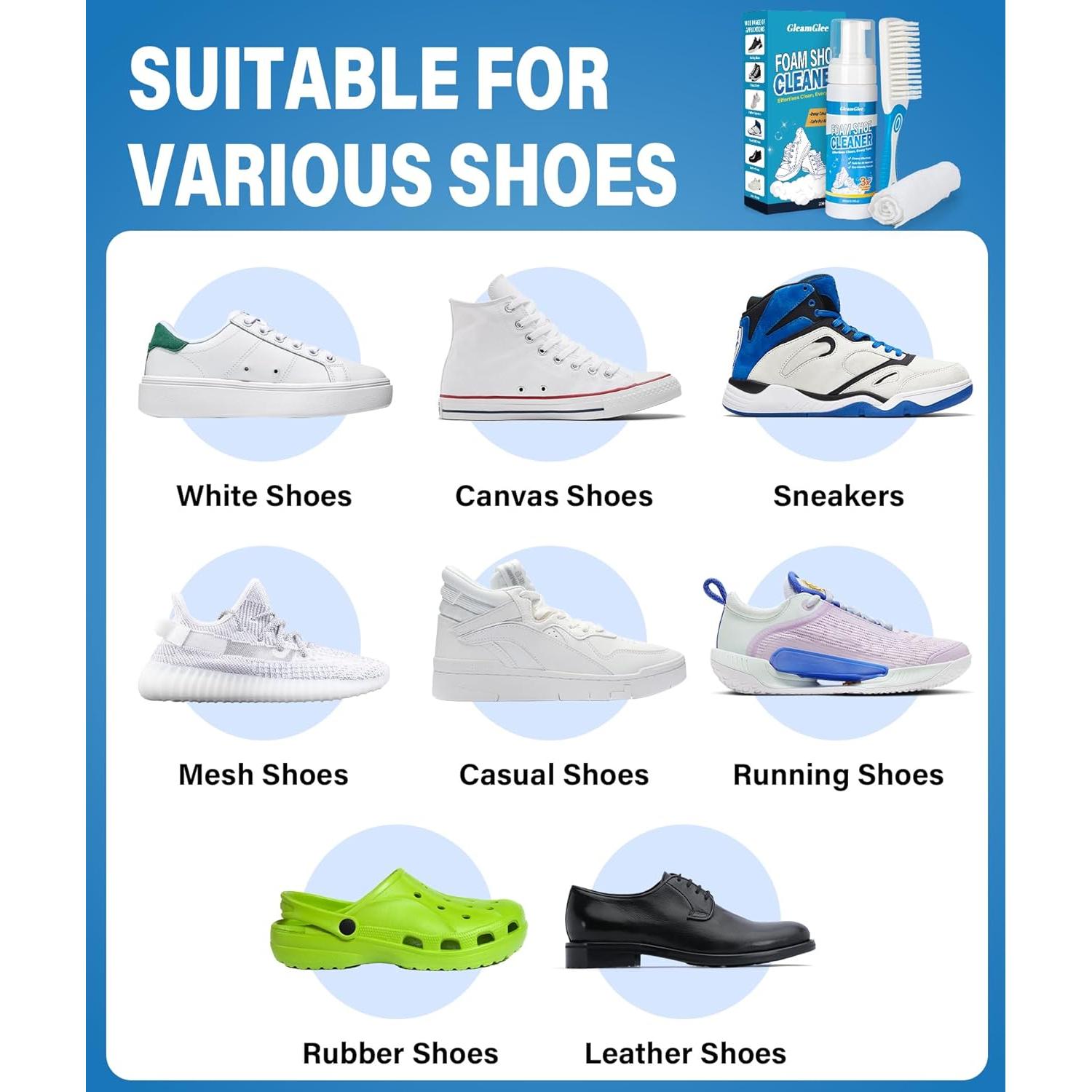 Kit Limpiador de Zapatos GleamGlee 200ml con Cepillo y Paño