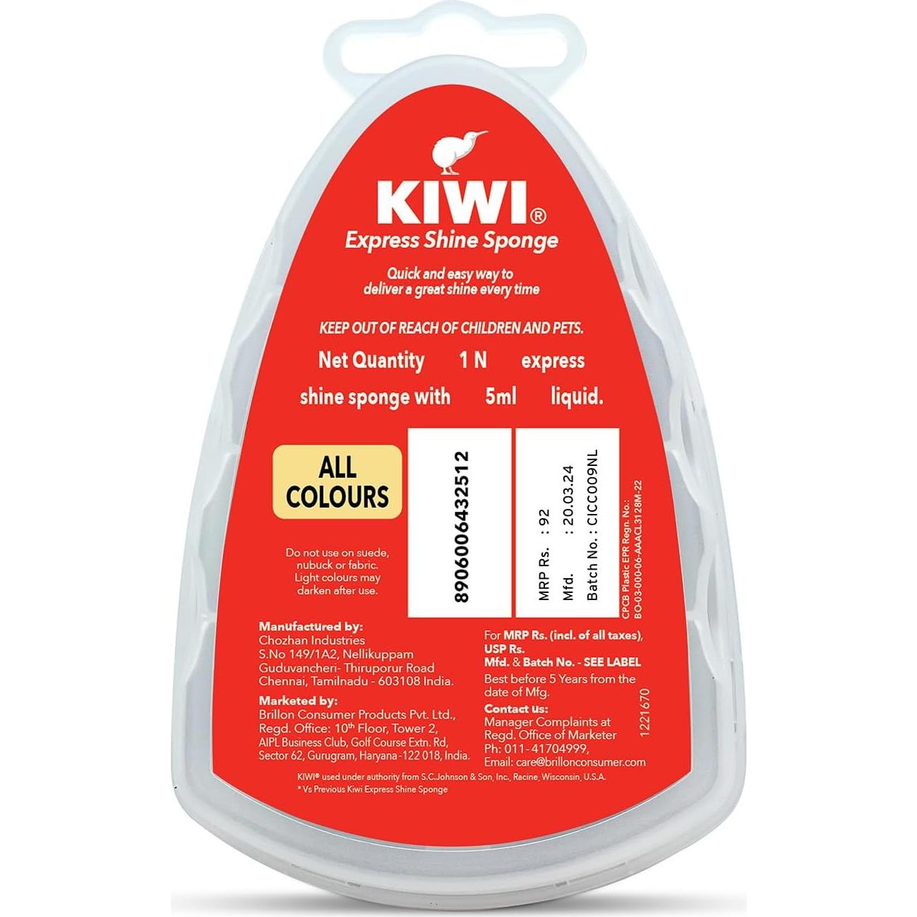 Esponja Brillo Expreso KIWI para Calzado 5ml Cera Cuero