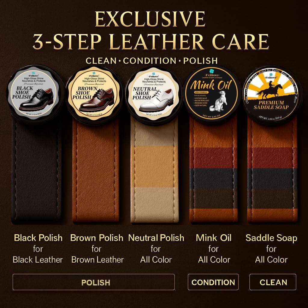 Kit de Pulido de Zapatos 16-en-1 Feilove - Cera, Jabón y Cepillos