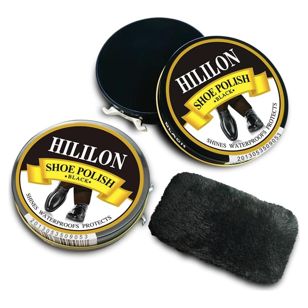 Pasta para zapatos negra HILILON 2-pack 50ml con paño