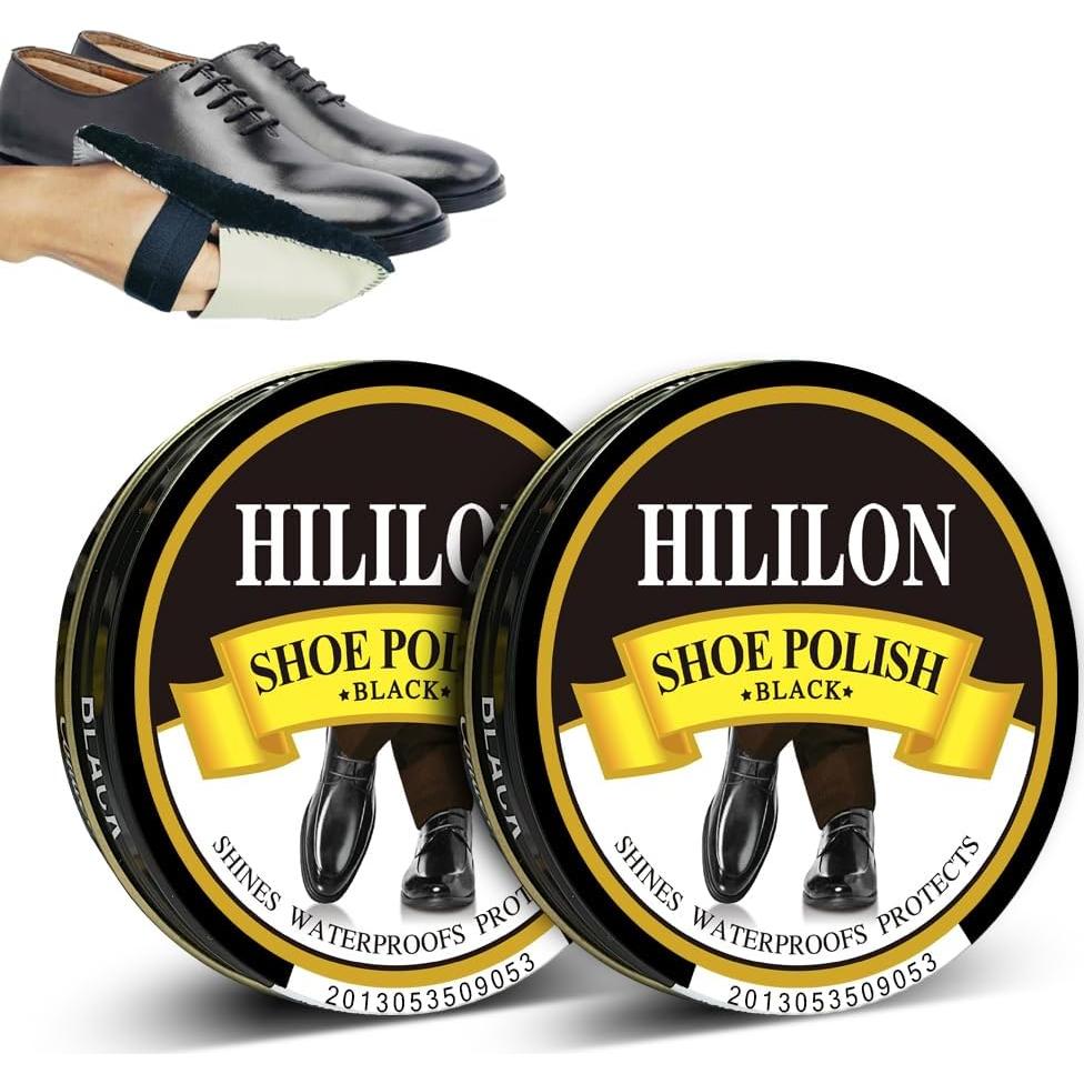 Pasta para zapatos negra HILILON 2-pack 50ml con paño