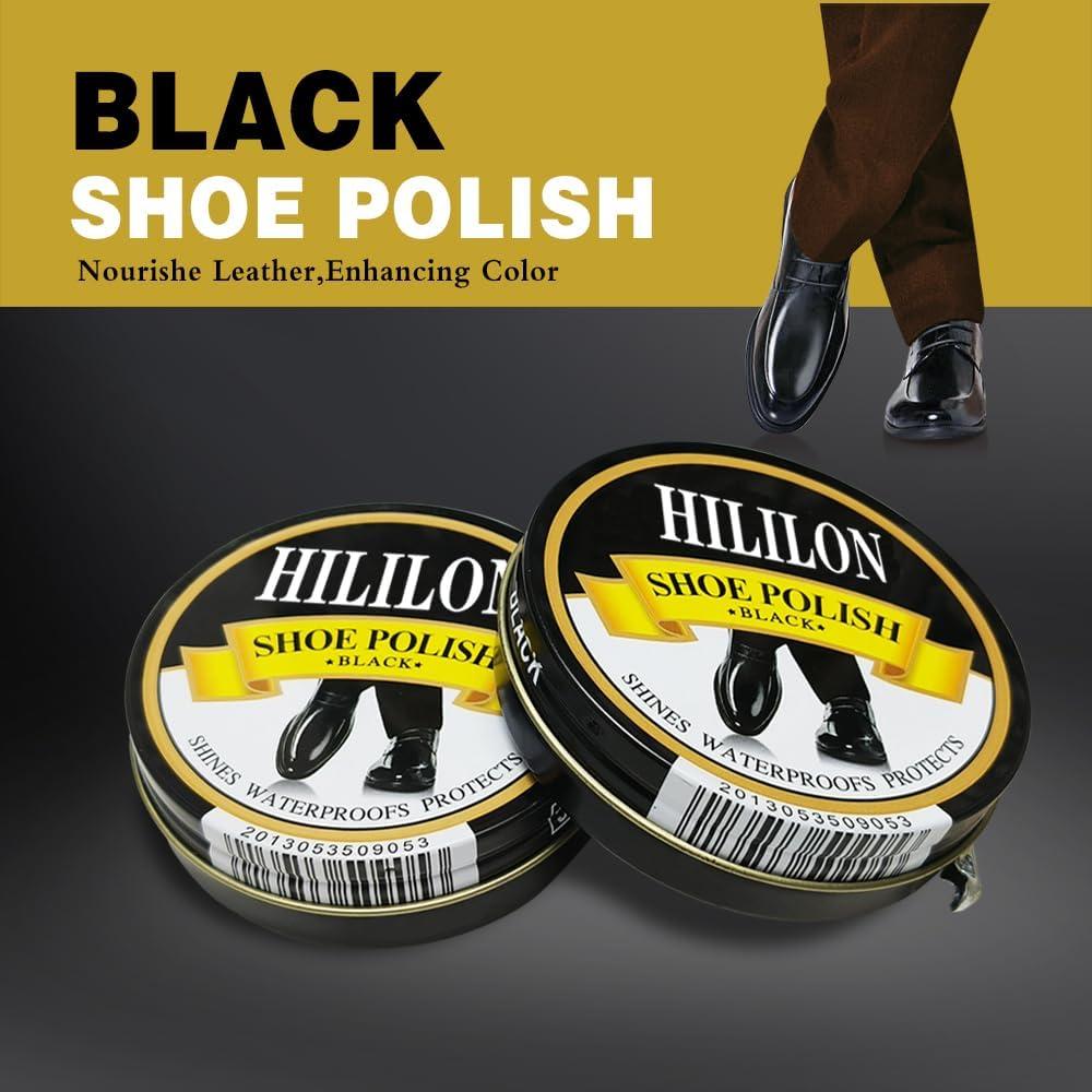 Pasta para zapatos negra HILILON 2-pack 50ml con paño
