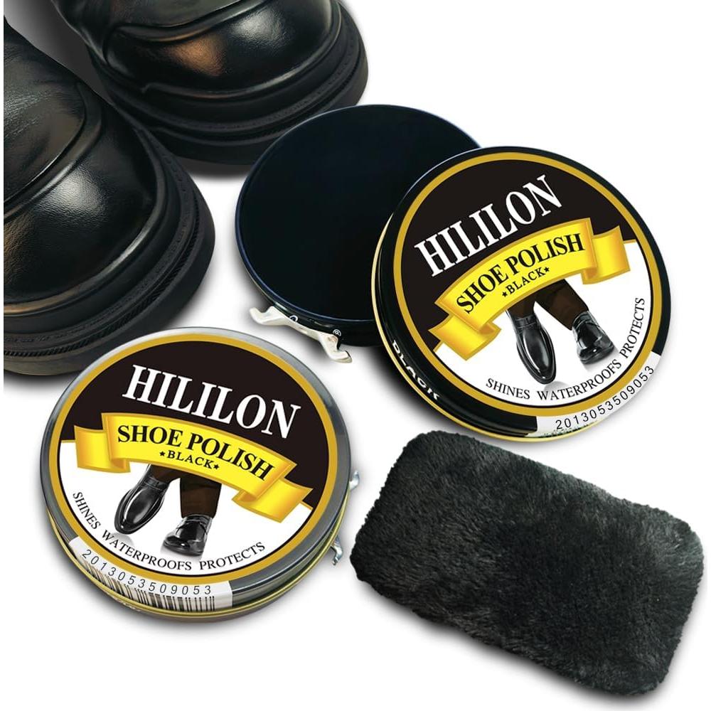 Pasta para zapatos negra HILILON 2-pack 50ml con paño