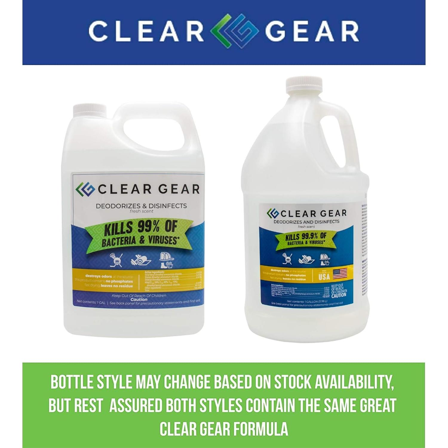 Desinfectante Clear Gear 3.78L para Equipos Deportivos y Gimnasios