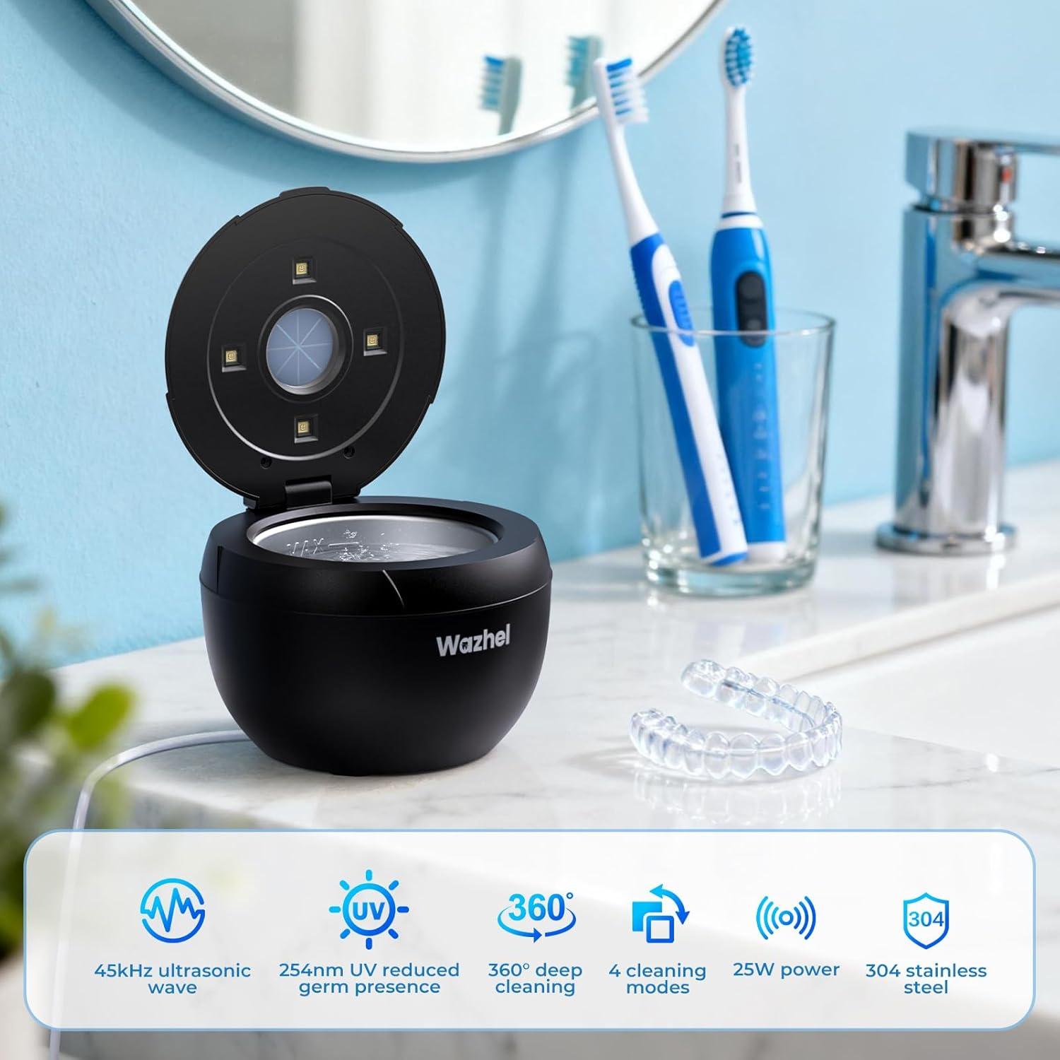 Limpiador Ultrasónico Wazhel 200ml con Luz UV y 4 Modos