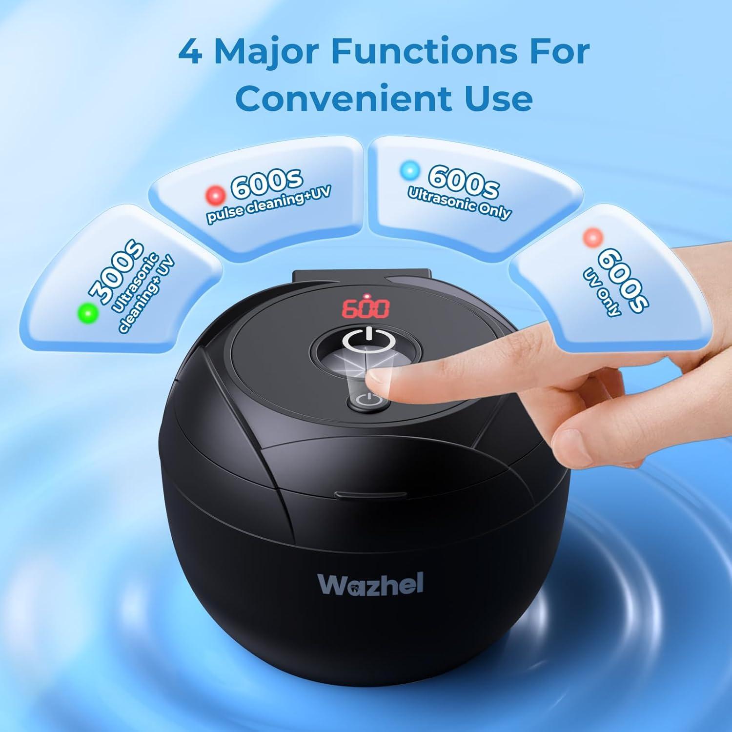 Limpiador Ultrasónico Wazhel 200ml con Luz UV y 4 Modos