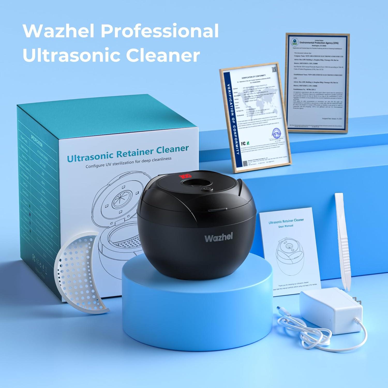 Limpiador Ultrasónico Wazhel 200ml con Luz UV y 4 Modos