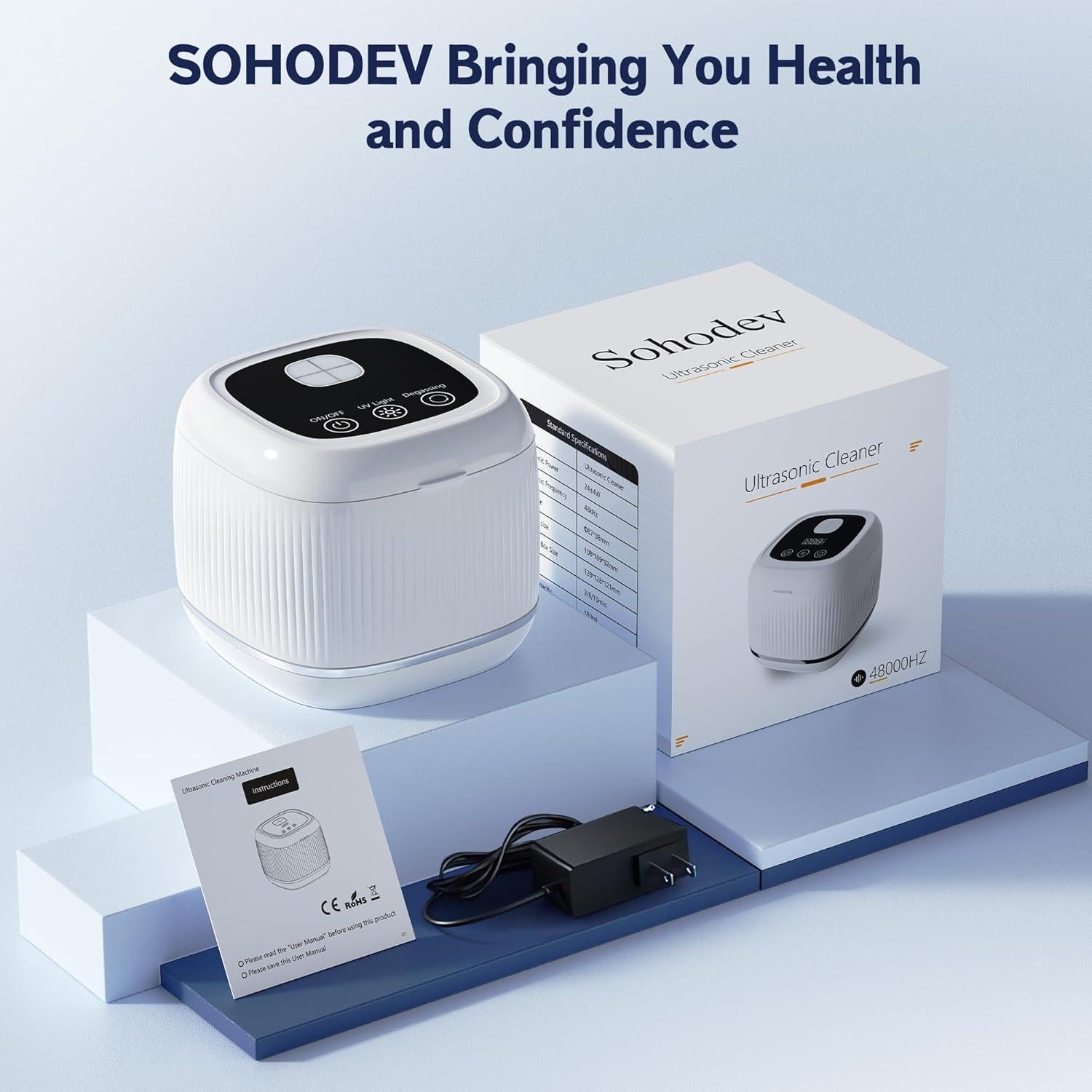 Limpiadora Ultrasónica 3-en-1 SOHODEV con UV y Desgasificación