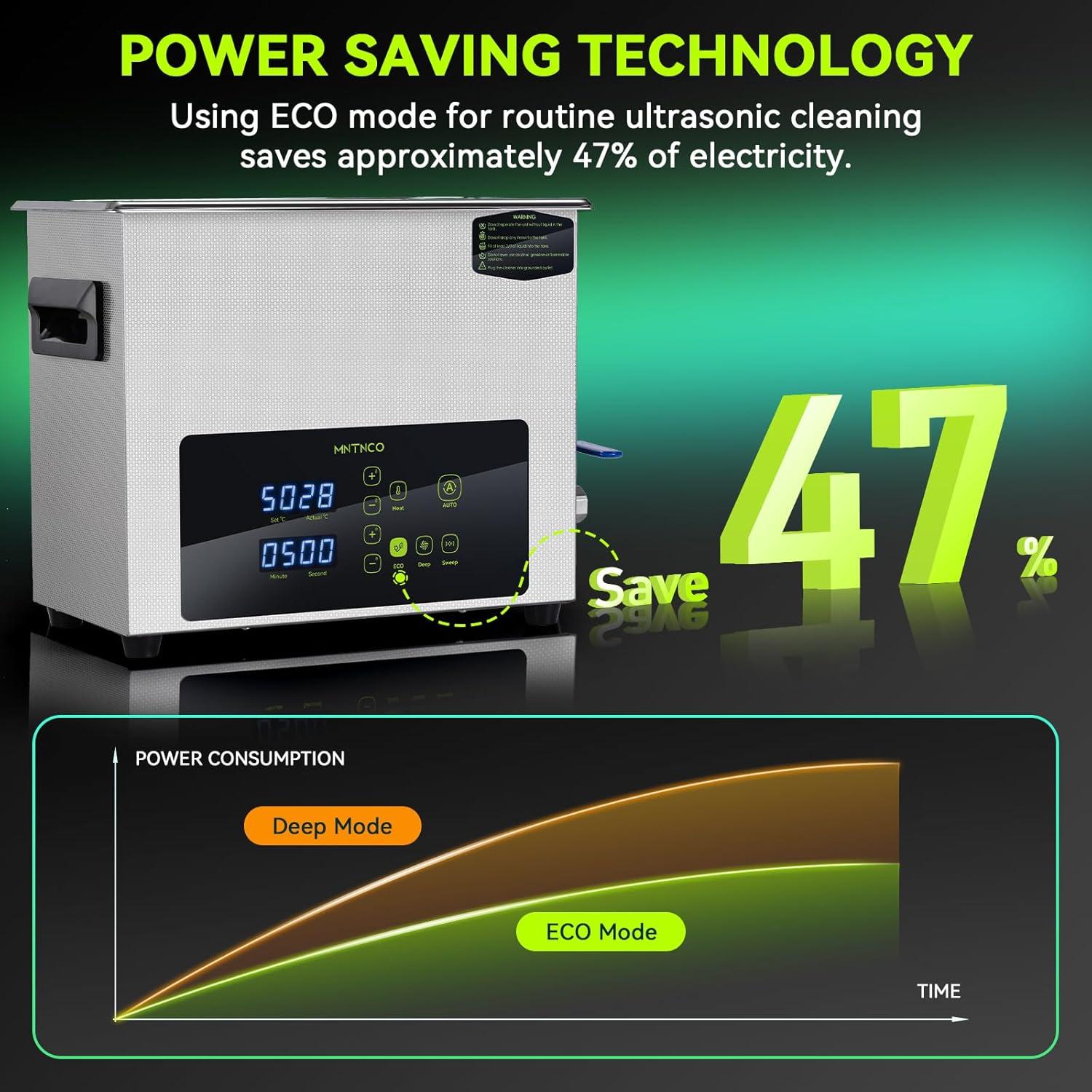 Limpiador ultrasónico MNTNCO 6L con modo ECO y táctil