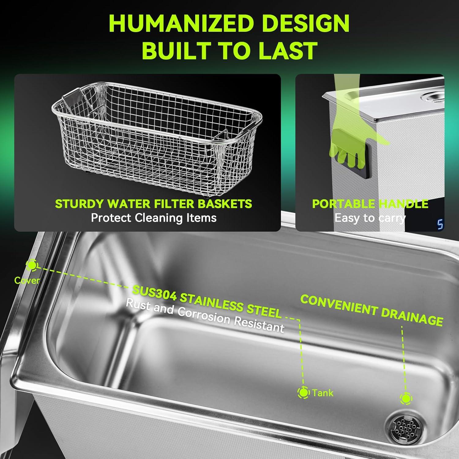 Limpiador ultrasónico MNTNCO 6L con modo ECO y táctil