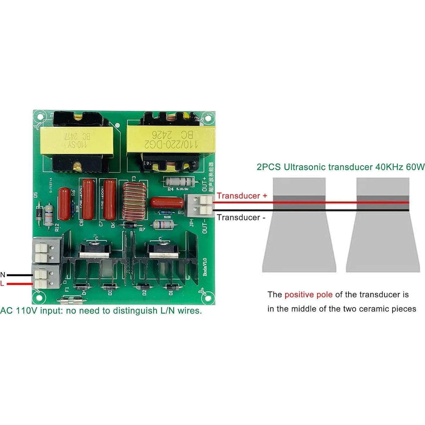 Placa de Control Ultrasónica Cgqshenqi 120W 40KHz 110V