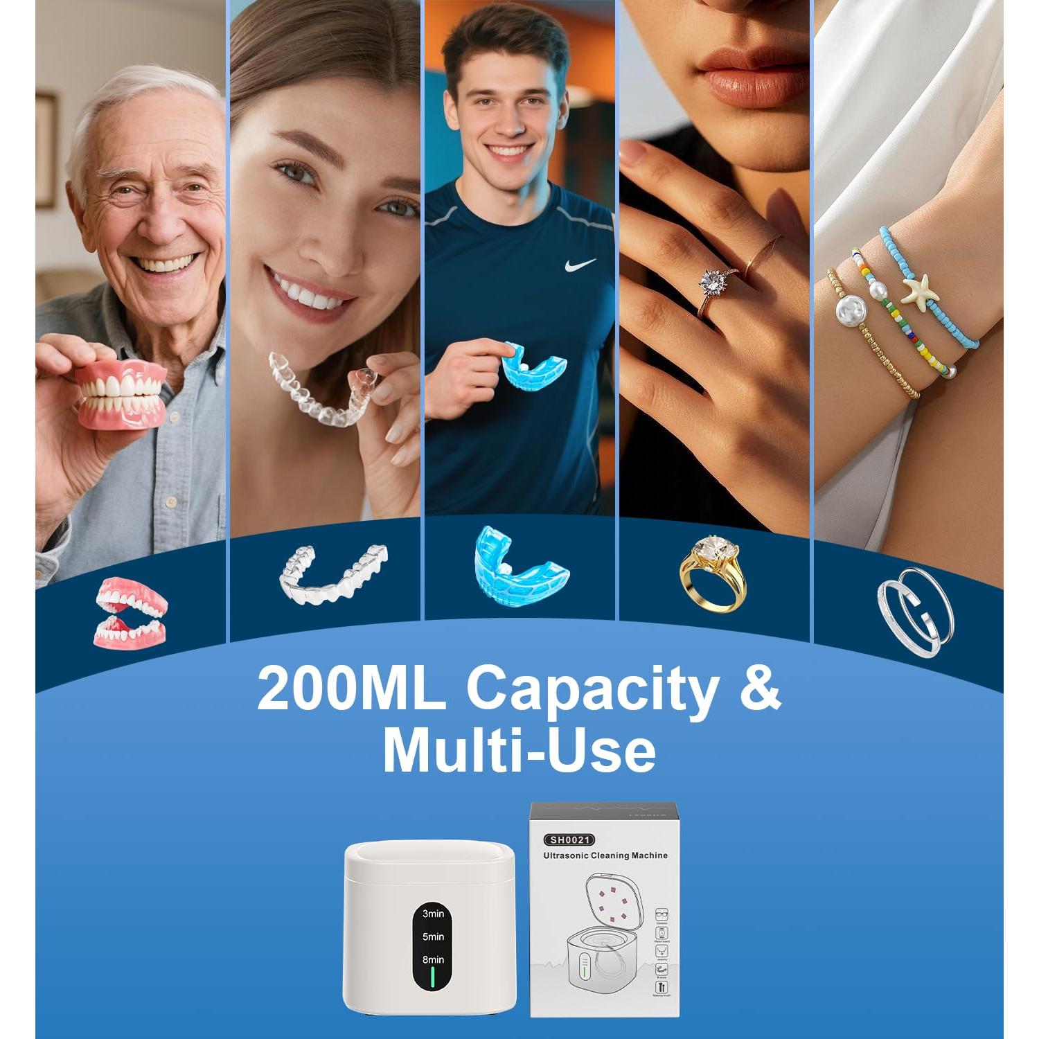 Limpiadora Ultrasónica de Retenedores 200ML 45kHz Likjhbn