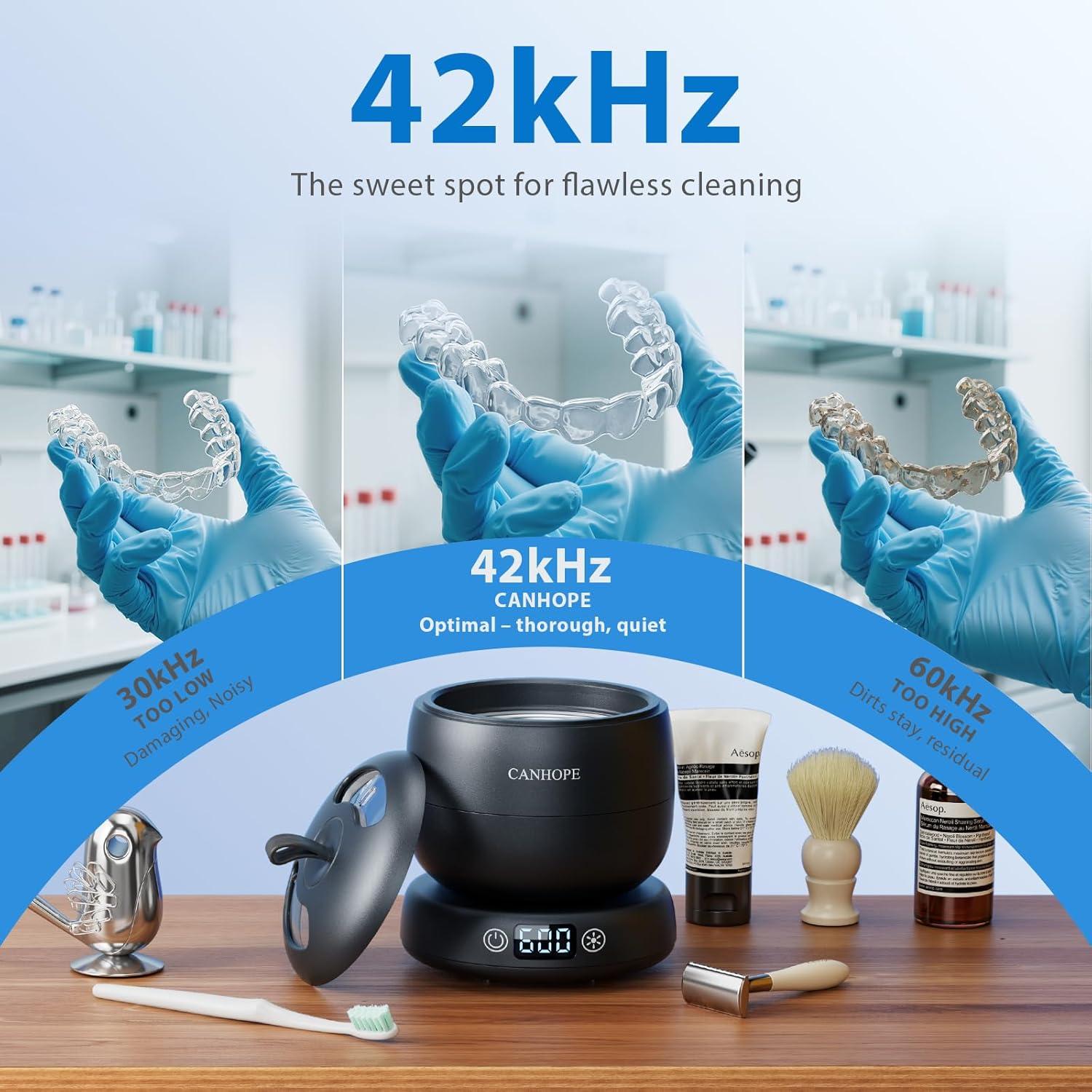 Limpiadora Ultrasónica CANHOPE 42kHz para Dentaduras y Joyería