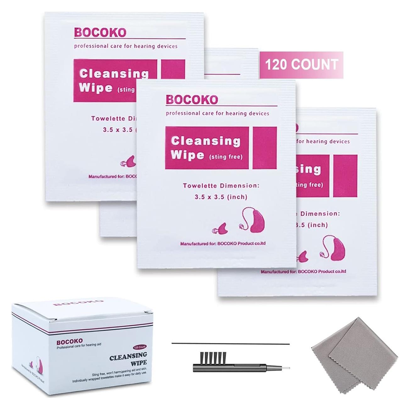 Toallitas de limpieza BOCOKO para audífonos 120 unidades