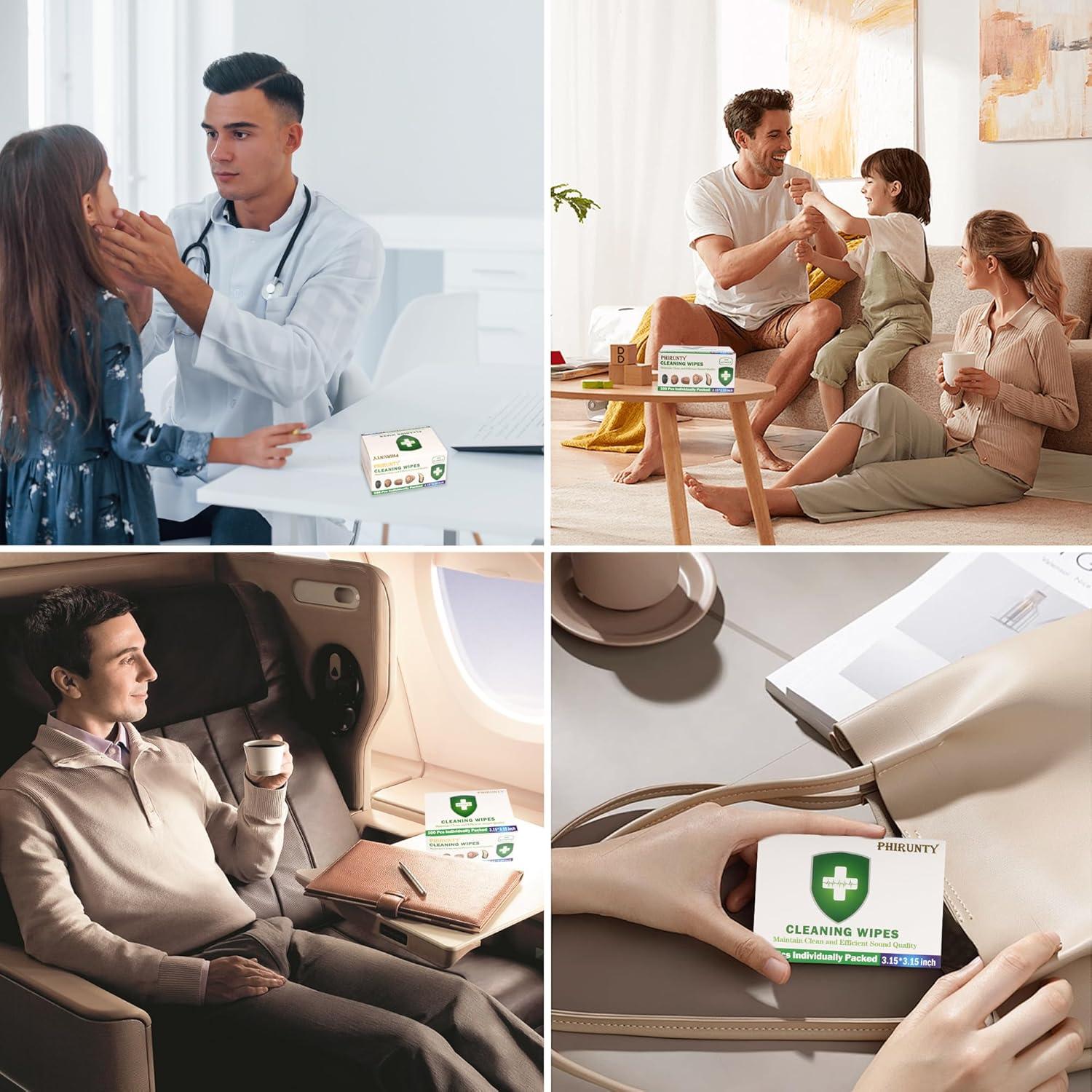 100 Toallitas de Limpieza para Audífonos Phirunty - Sin Alcohol