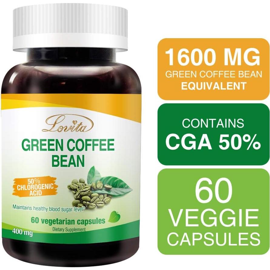 Extracto de Grano de Café Verde Lovita 1600 mg 60 Cápsulas Veganas