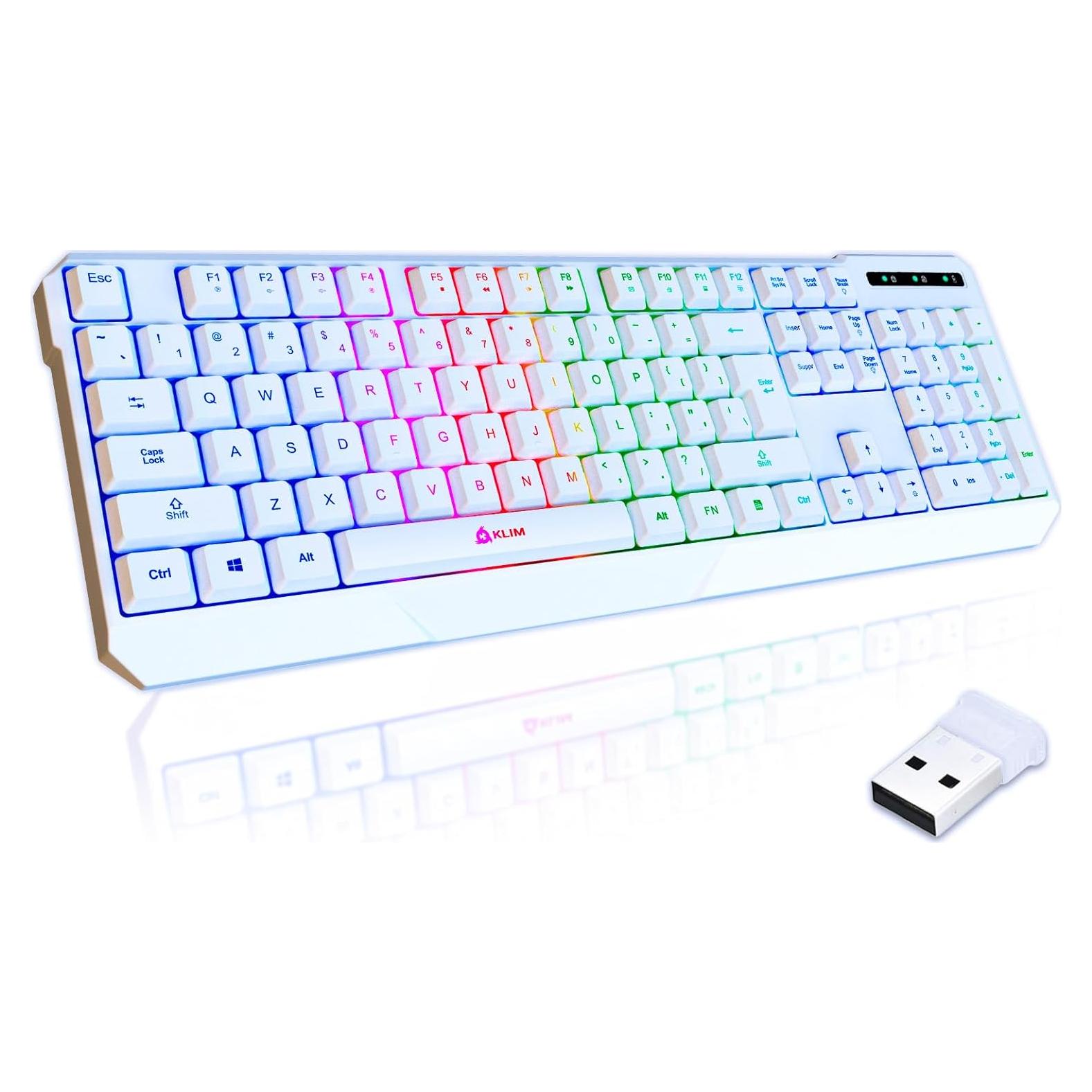 KLIM Chroma Wireless Gaming Keyboard RGB - New - Long-Lasting Rechargeable Battery - Quick & Quiet Typing - Water Resistant Backlit Wireless Keyboard - Teclado Gamer - PC PS5 PS4 One Mac