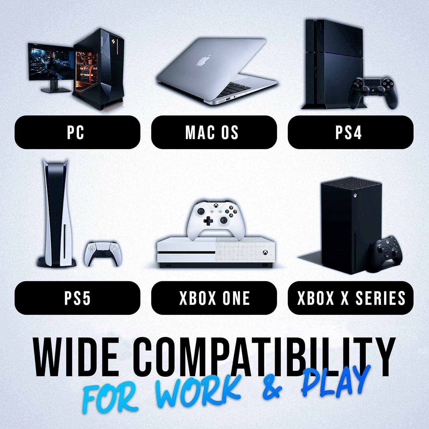 KLIM Chroma Wireless Gaming Keyboard RGB - New - Long-Lasting Rechargeable Battery - Quick & Quiet Typing - Water Resistant Backlit Wireless Keyboard - Teclado Gamer - PC PS5 PS4 One Mac