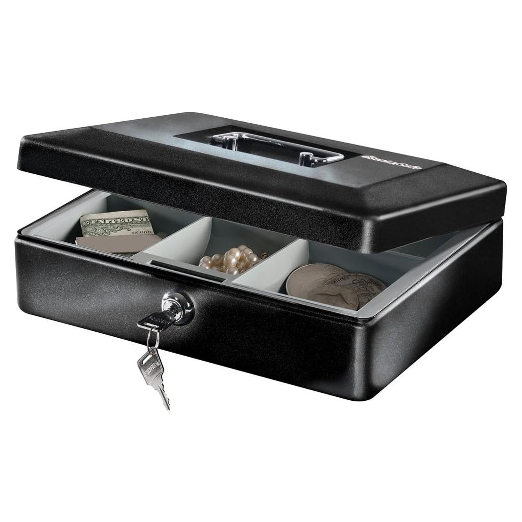 Caja de Dinero SentrySafe CB-10 Negra con Cerradura y Bandeja