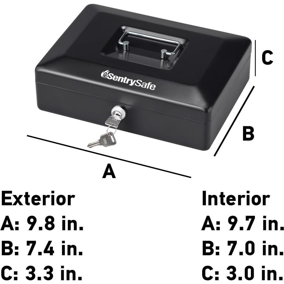 Caja de Dinero SentrySafe CB-10 Negra con Cerradura y Bandeja