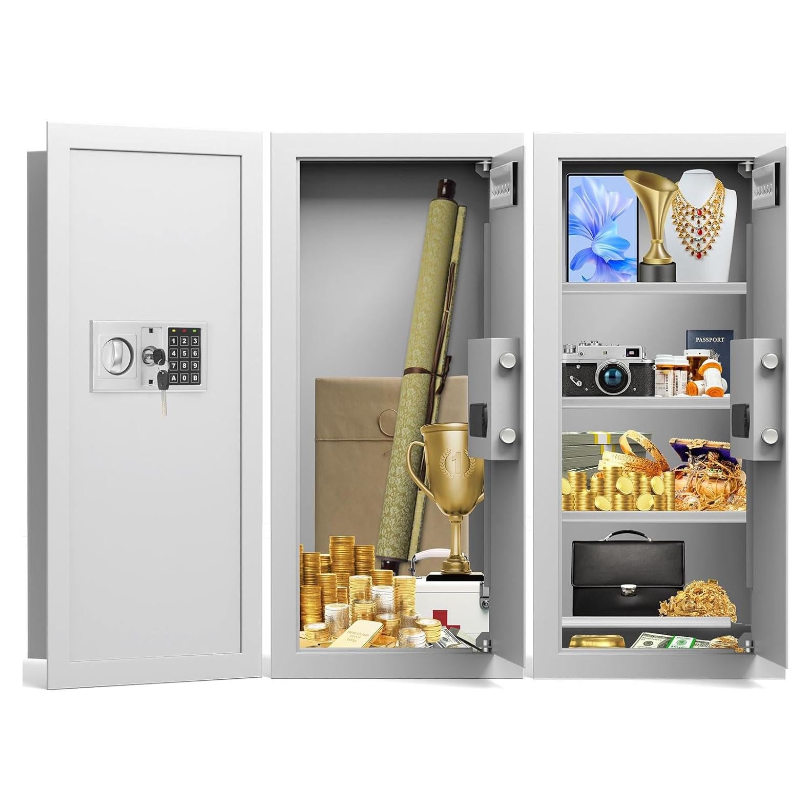 Caja Fuerte de Pared Tiskgg Blanca 75, 29.5" Antirrobo