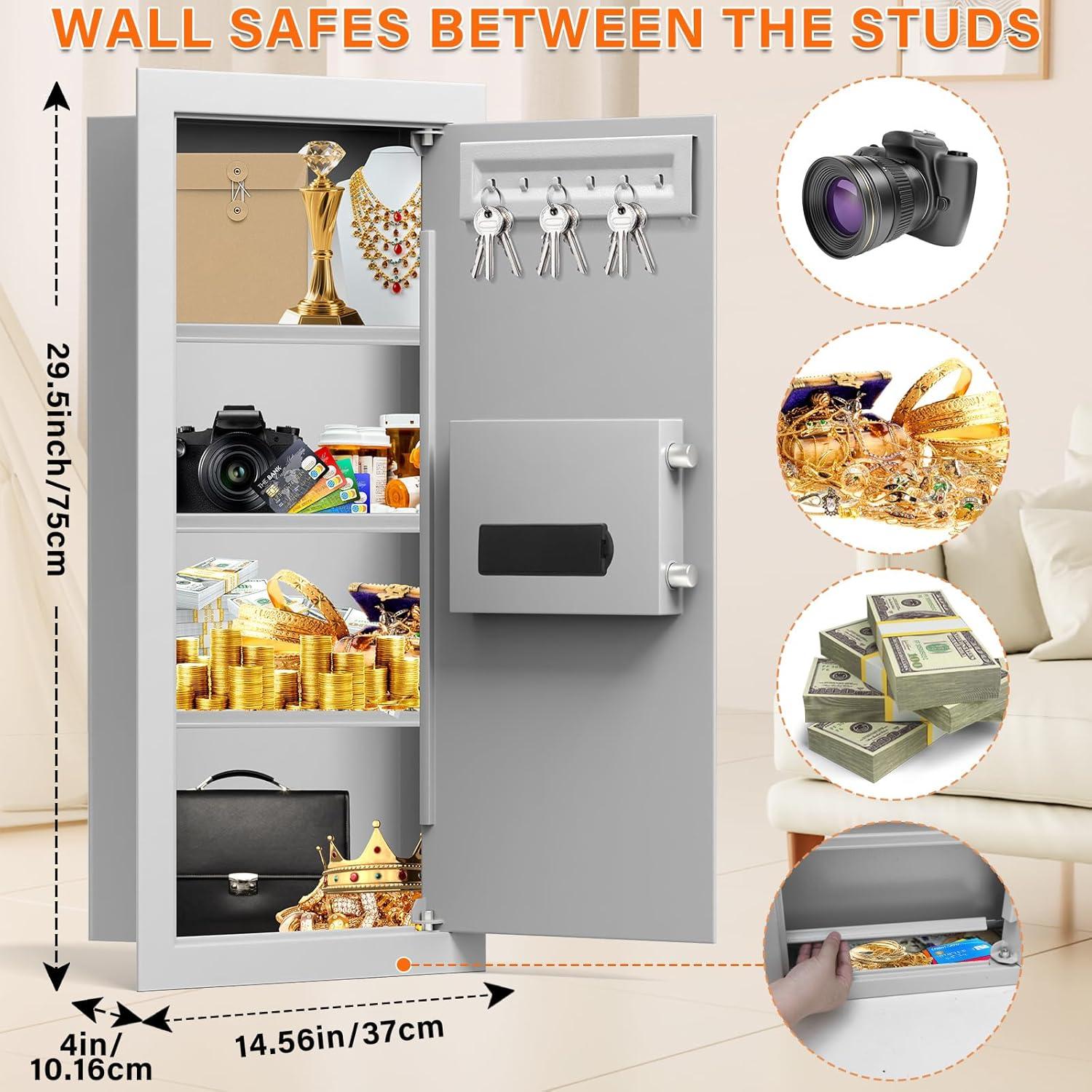 Caja Fuerte de Pared Tiskgg Blanca 75, 29.5" Antirrobo