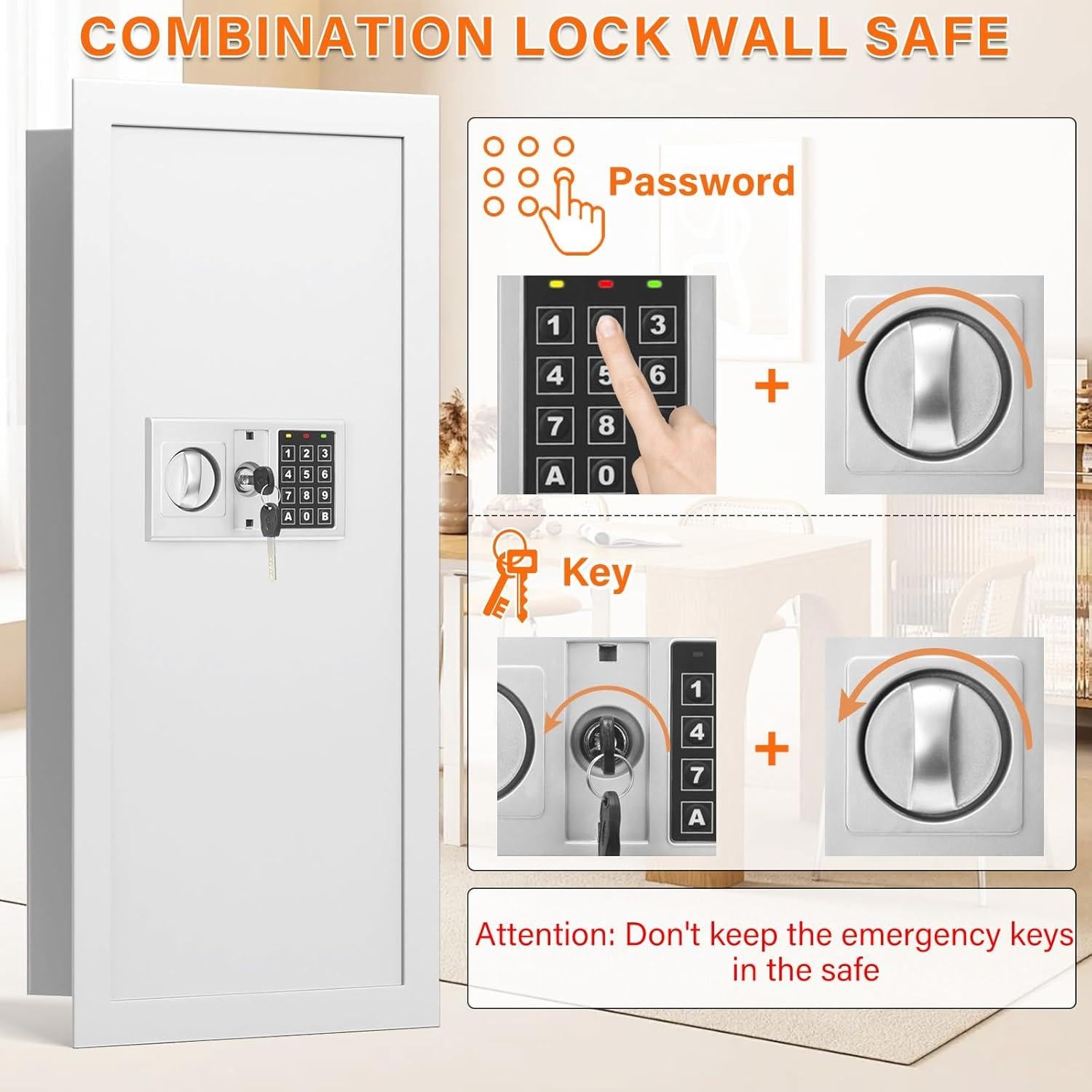 Caja Fuerte de Pared Tiskgg Blanca 75, 29.5" Antirrobo