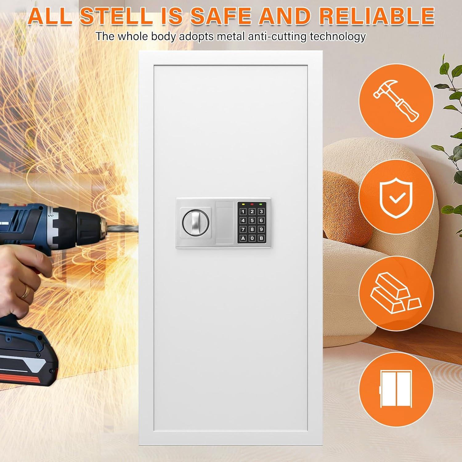 Caja Fuerte de Pared Tiskgg Blanca 75, 29.5" Antirrobo