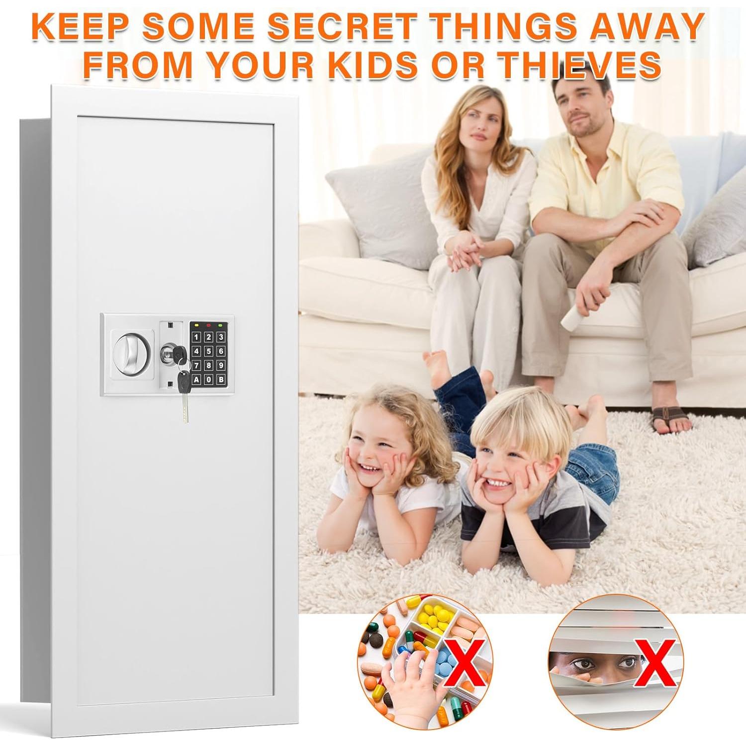 Caja Fuerte de Pared Tiskgg Blanca 75, 29.5" Antirrobo