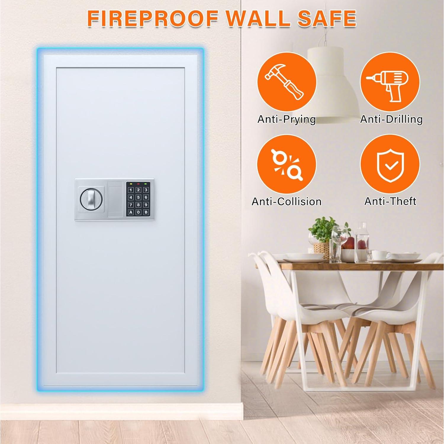 Caja Fuerte de Pared Tiskgg Blanca 75, 29.5" Antirrobo