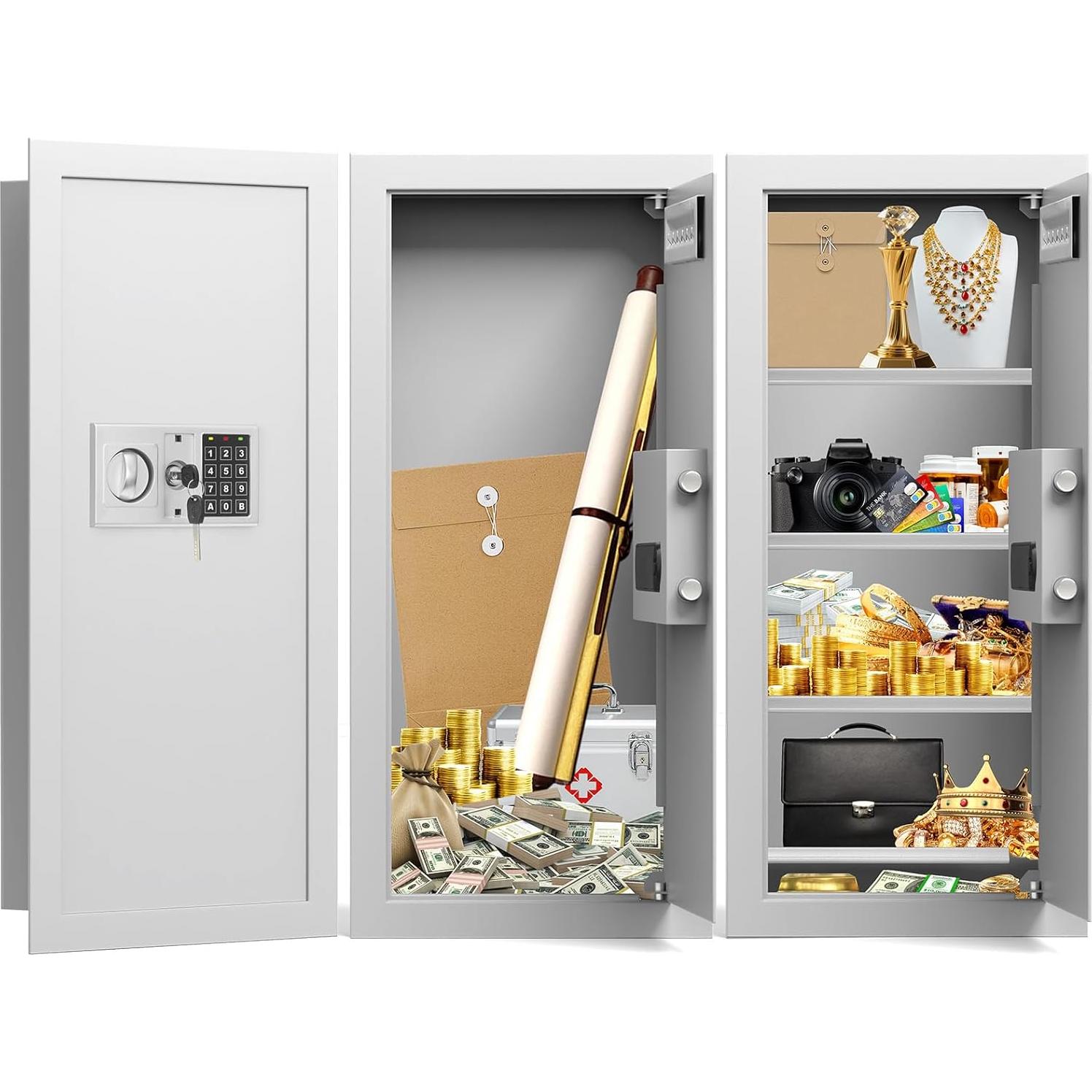 Caja Fuerte de Pared Tiskgg Blanca 75, 29.5" Antirrobo