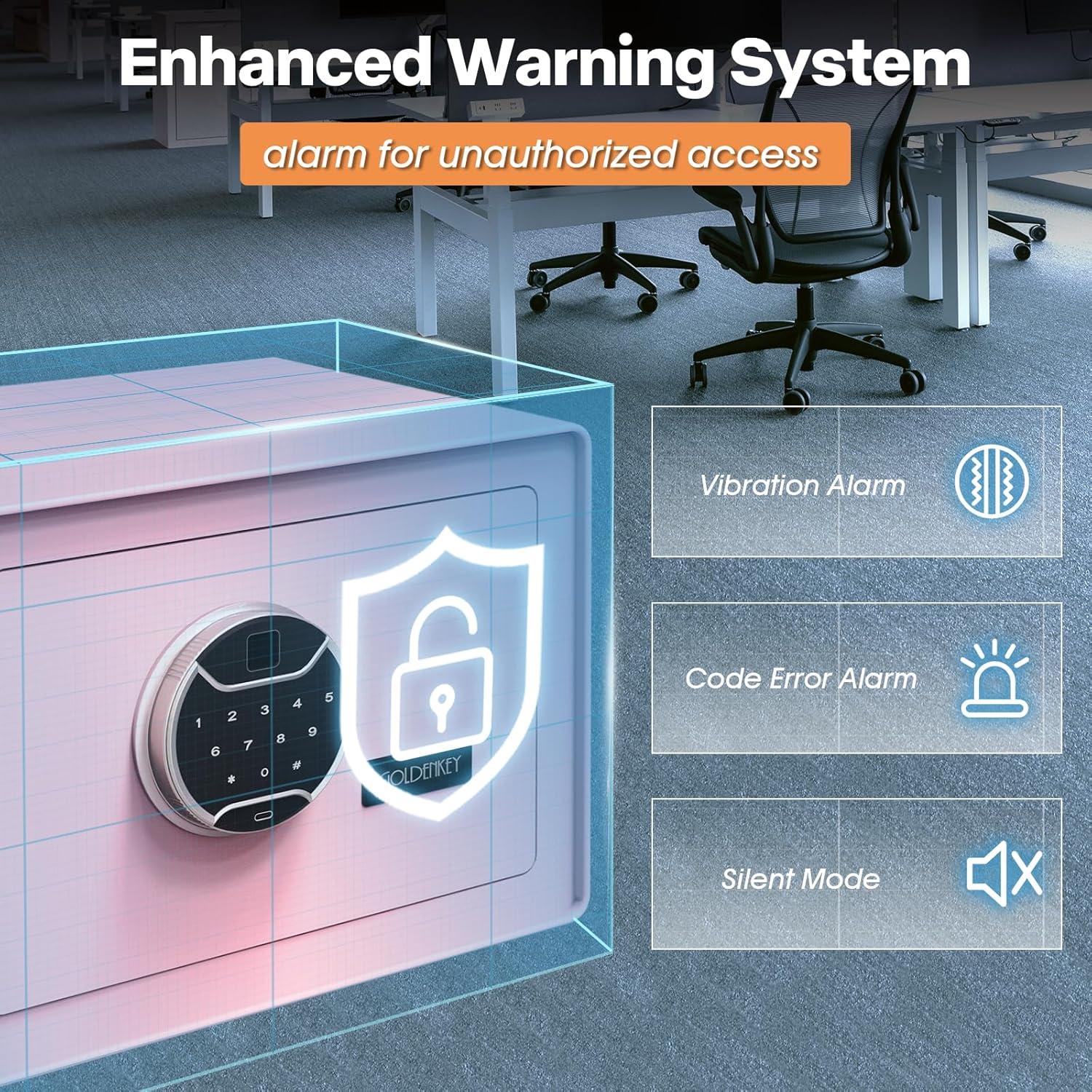 Caja Fuerte Biométrica GOLDENKEY Rosa 1.2 Pies³ con Teclado Táctil