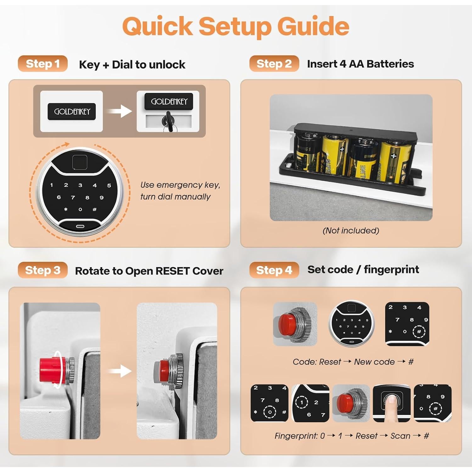 Caja Fuerte Biométrica GOLDENKEY Rosa 1.2 Pies³ con Teclado Táctil