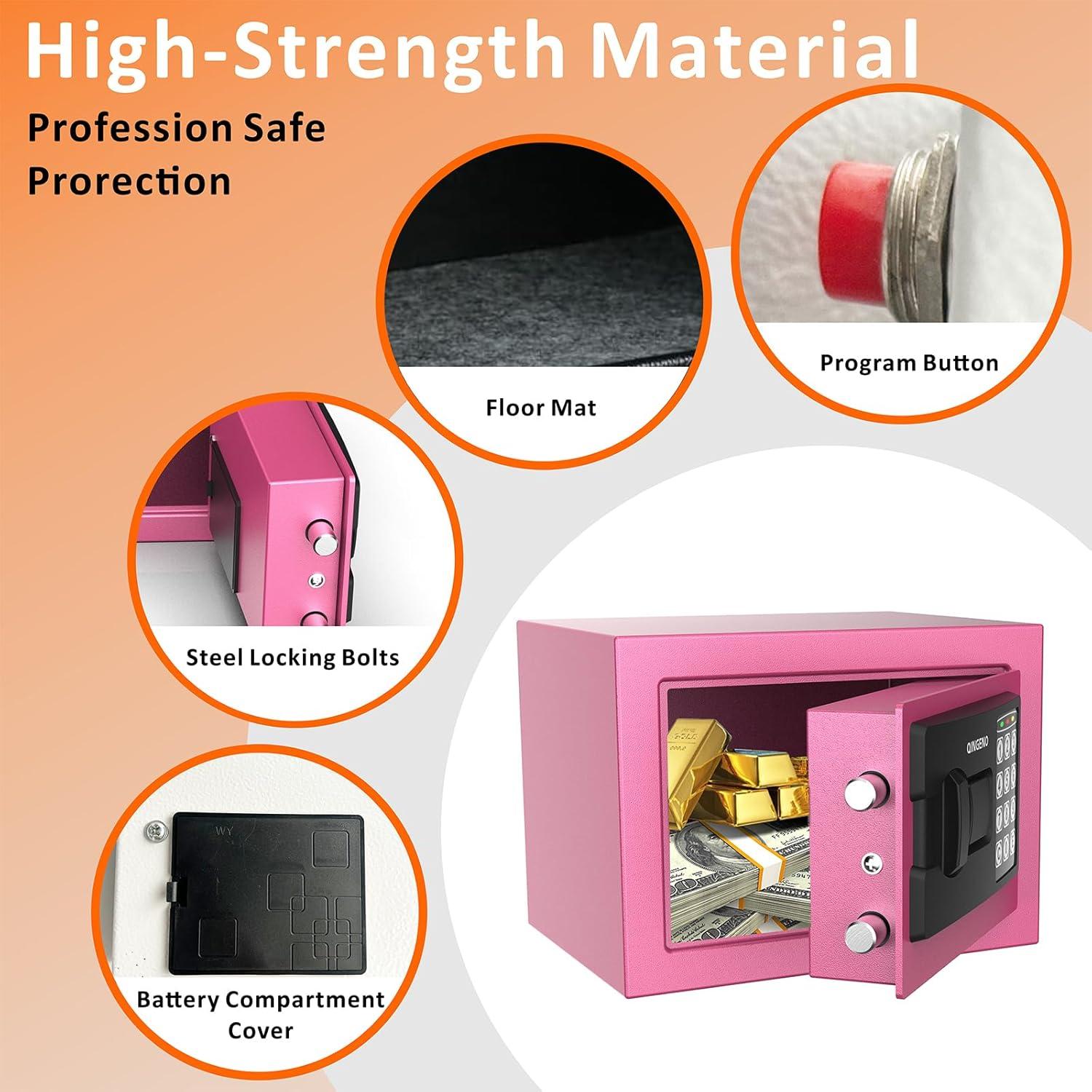 Caja Fuerte Digital QINGENO Mini 0.22 Pies Cúbicos Roja