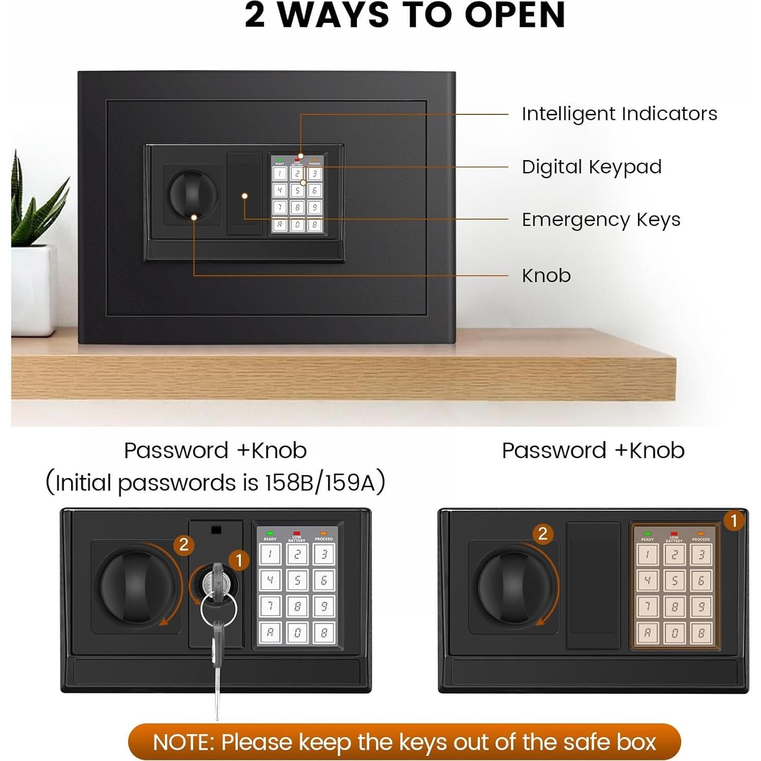 Caja Fuerte Digital FOWORE 0.8 Pies³ con Alarma y Estante
