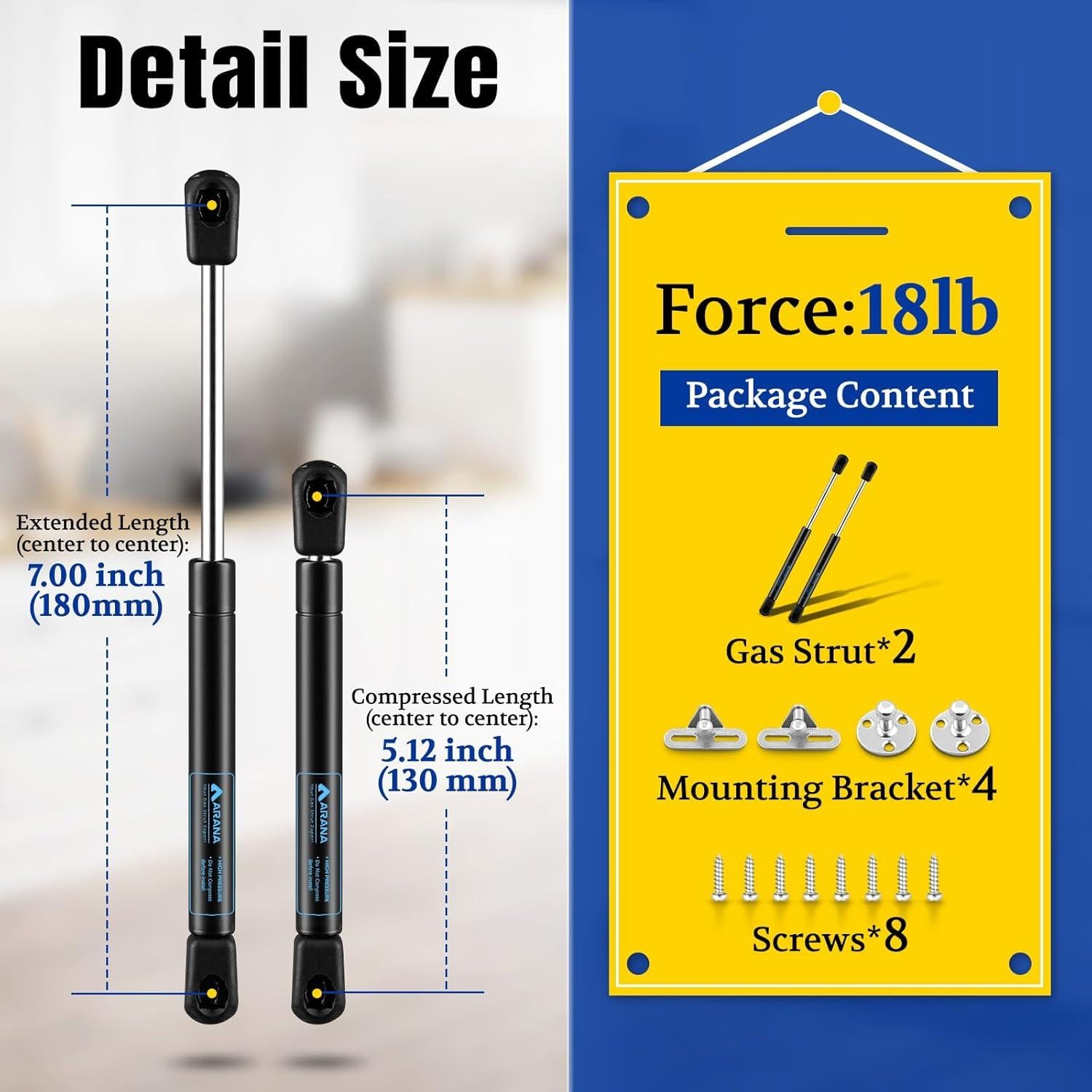 Amortiguadores de Gas ARANA 7" 18lb para Caja de Herramientas