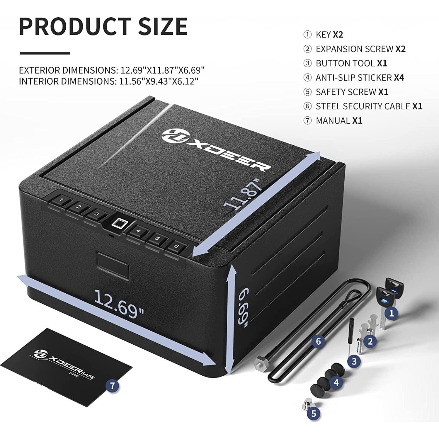 Caja Fuerte Biométrica XDeer para 4 Pistolas con Teclado