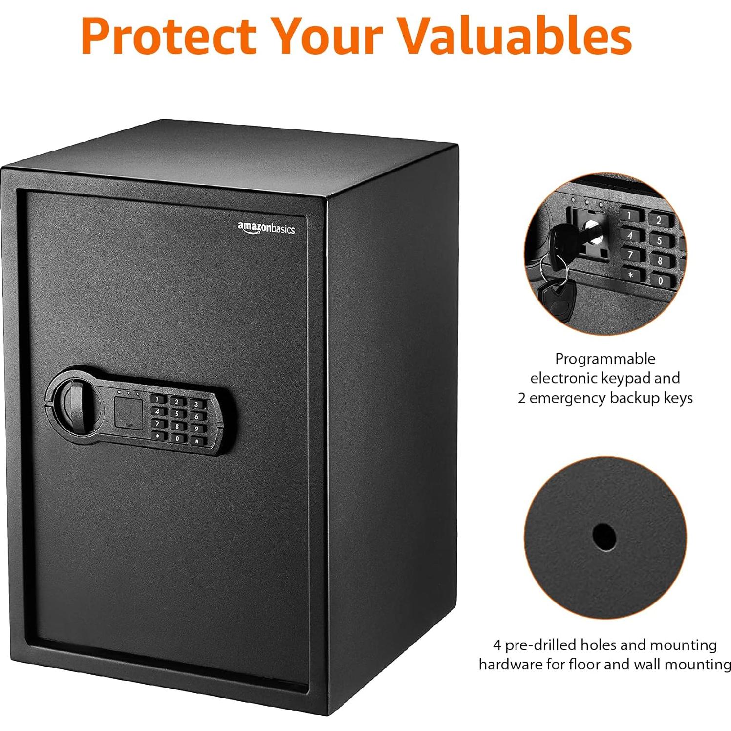 Caja Fuerte Electrónica AmazonBasics 1.8 Pies Cúbicos Negra