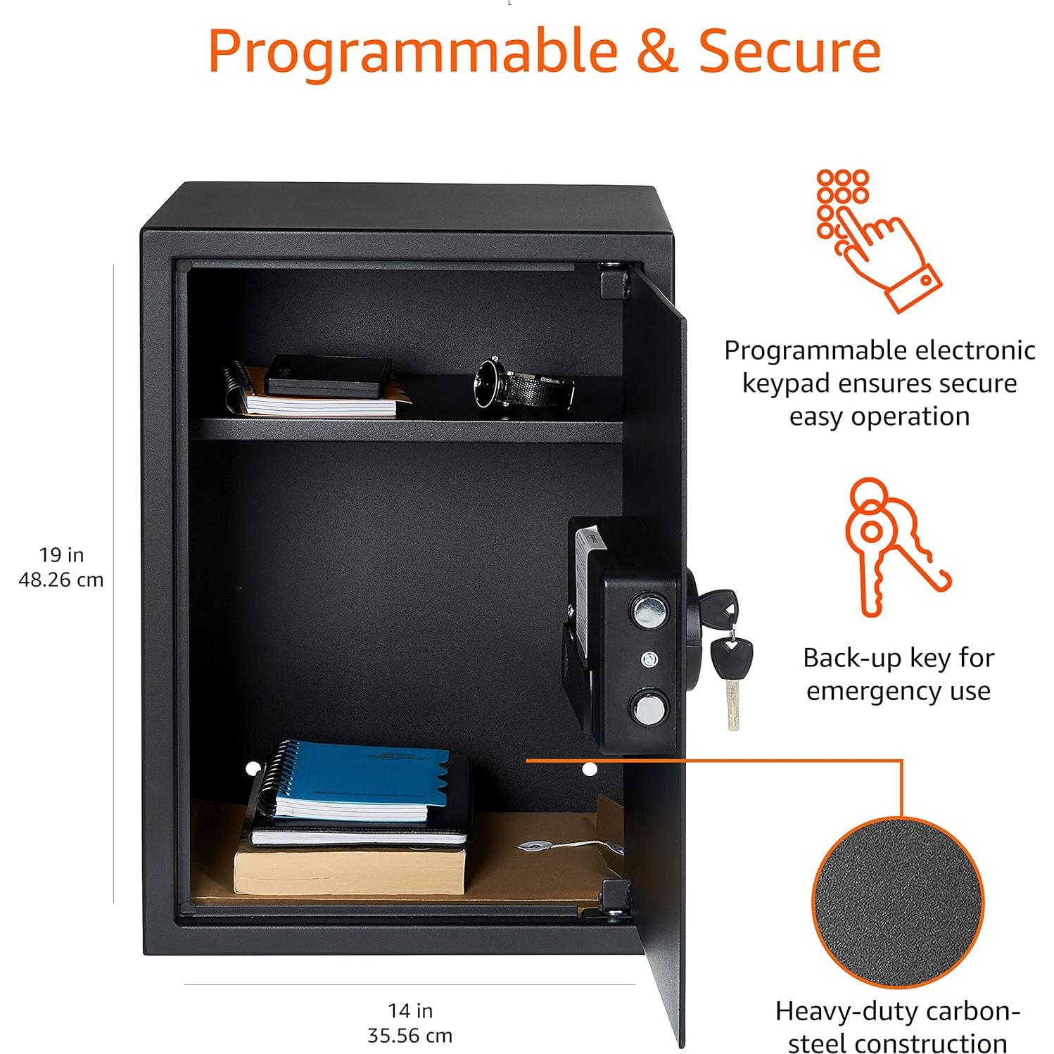 Caja Fuerte Electrónica AmazonBasics 1.8 Pies Cúbicos Negra