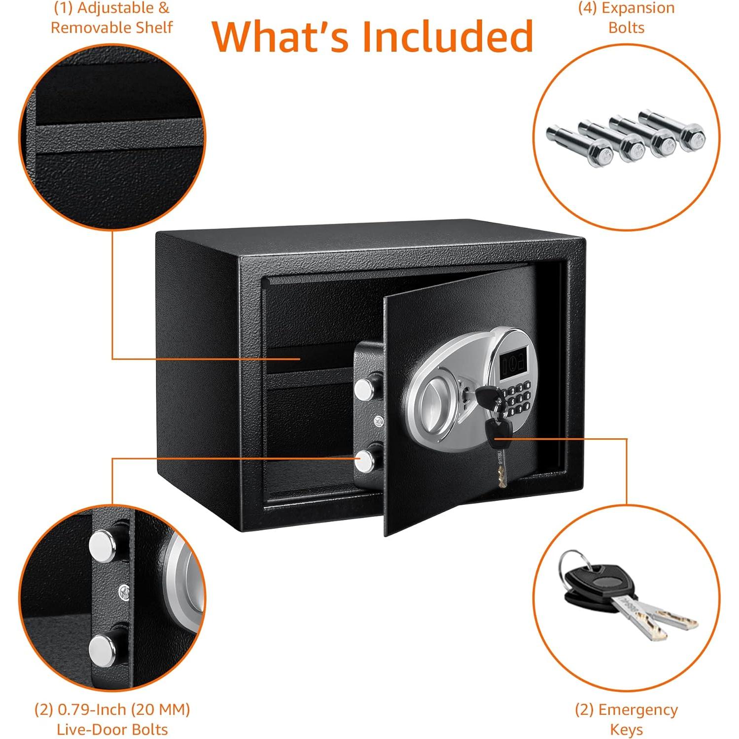 Caja Fuerte Electrónica AmazonBasics 1.8 Pies Cúbicos Negra