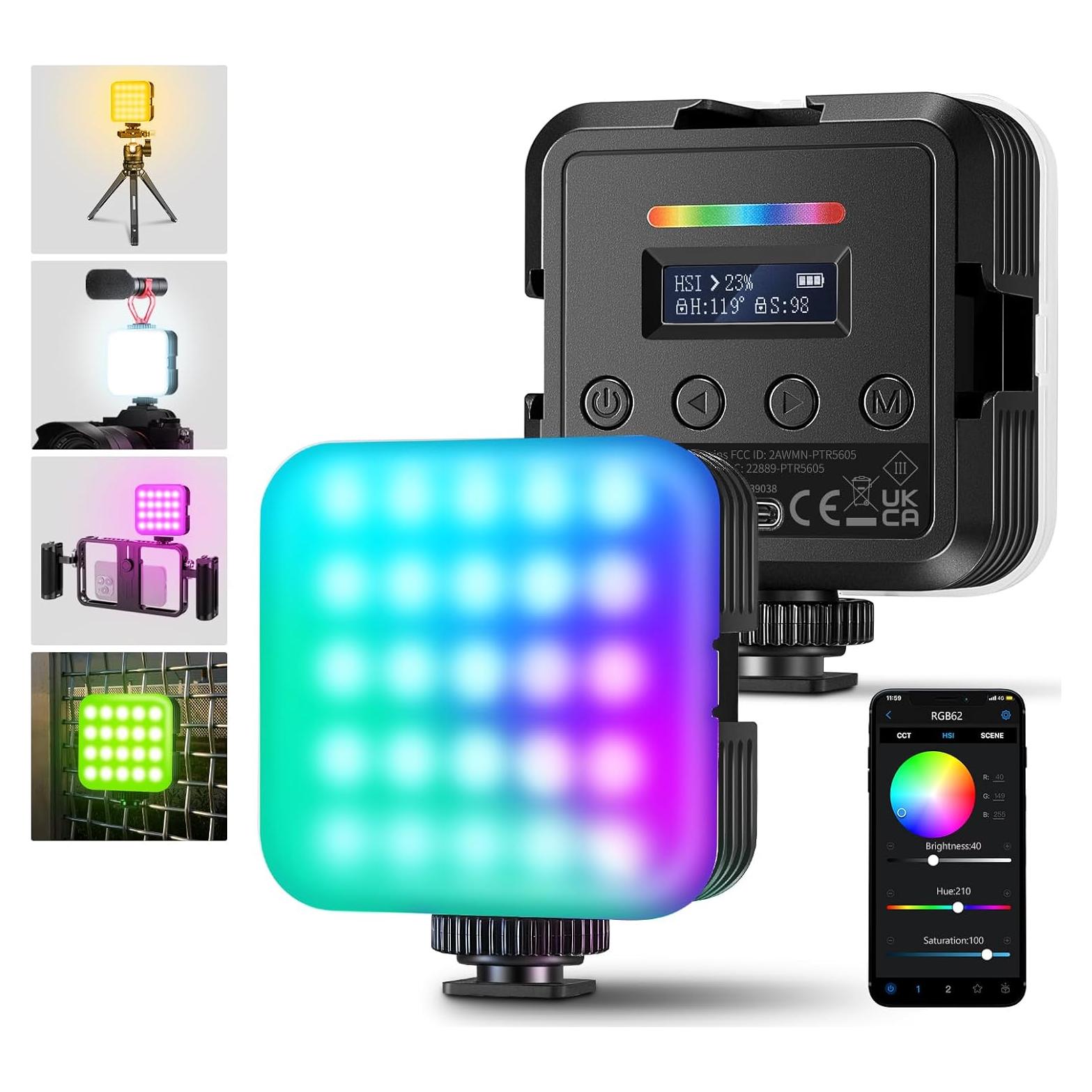 NEEWER RGB62 Luz de Video Magnética 2 Paquete Control APP
