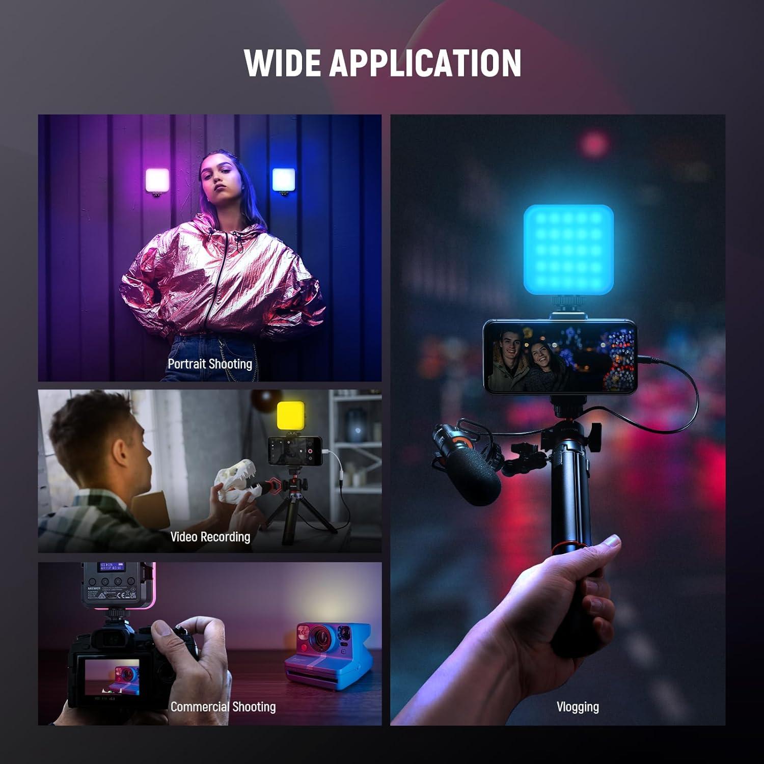 NEEWER RGB62 Luz de Video Magnética 2 Paquete Control APP