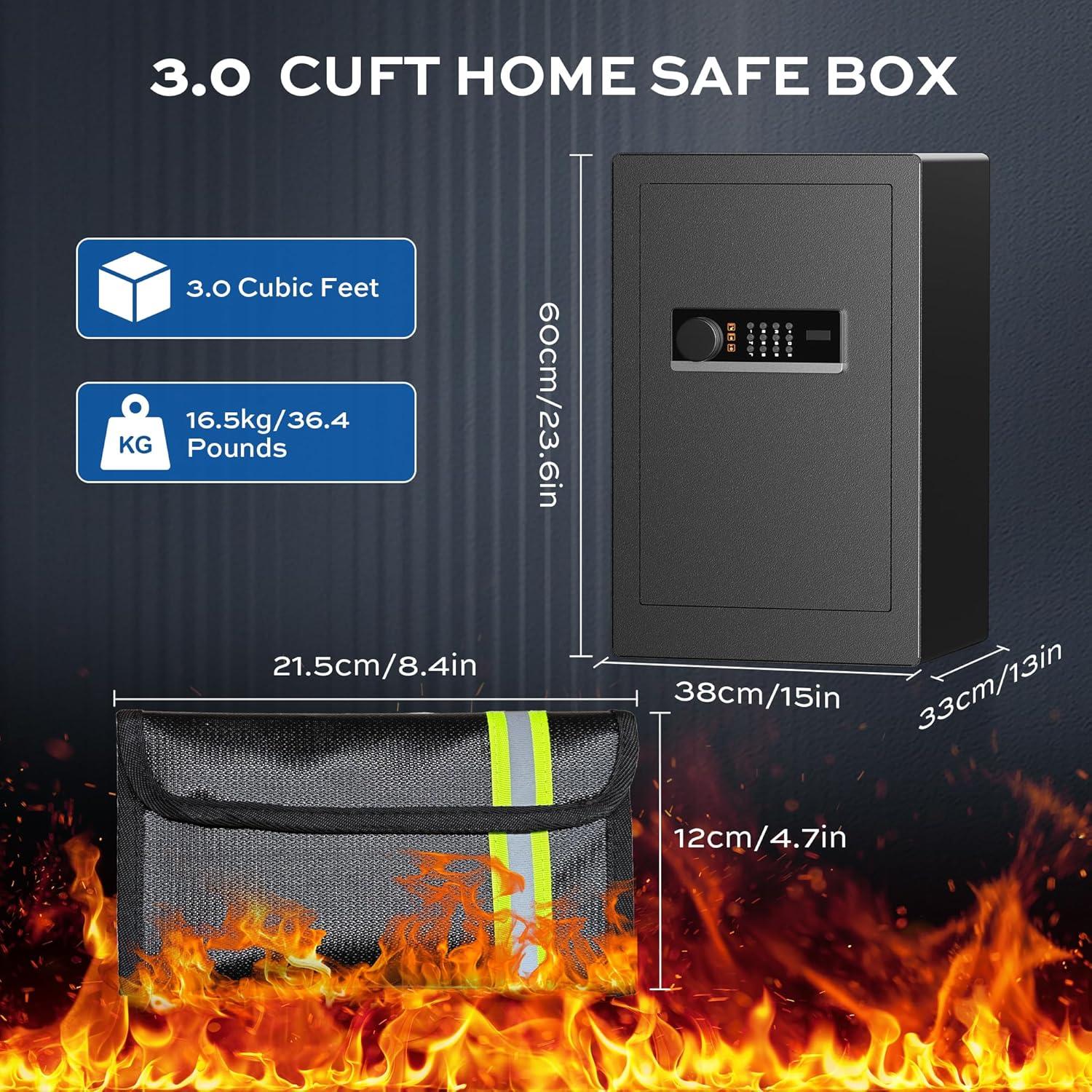 Caja Fuerte Electrónica Paporia 3 Pies Cúbicos con Luz LED