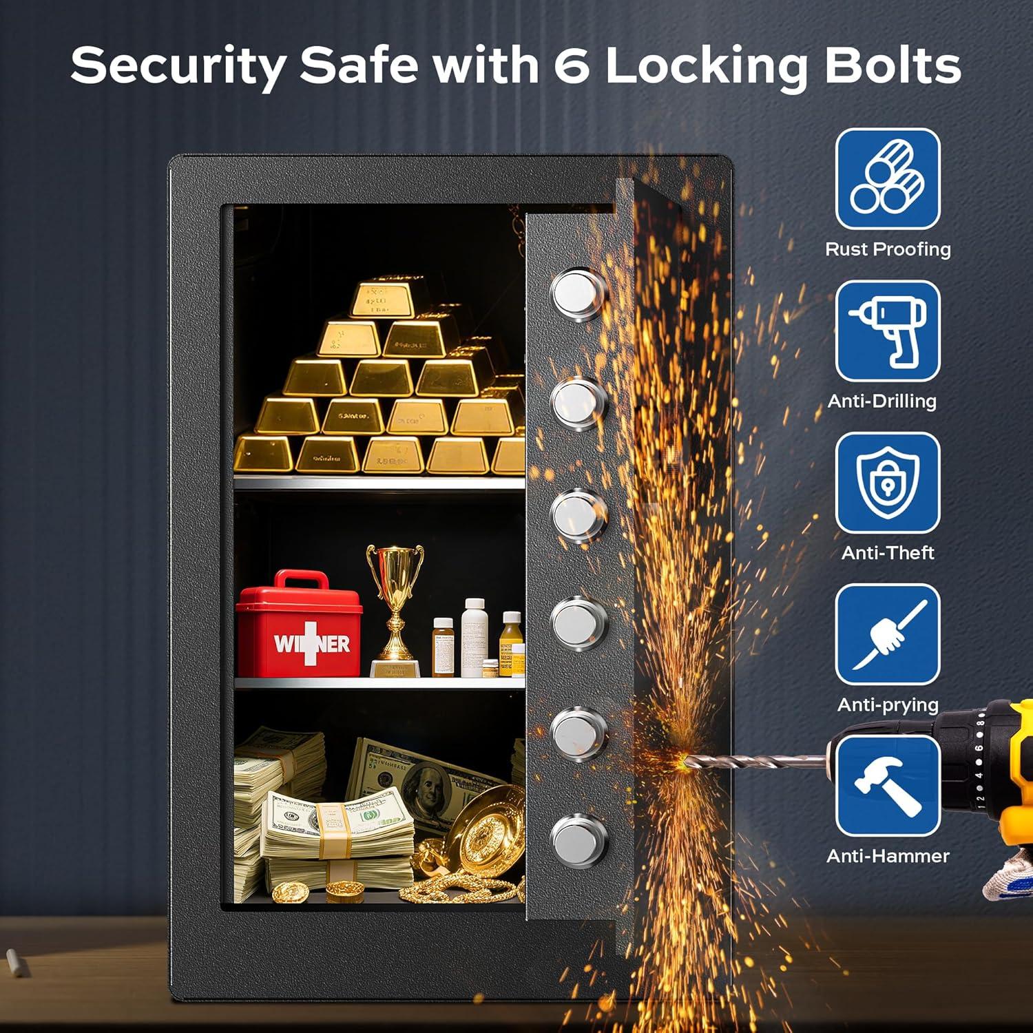Caja Fuerte Electrónica Paporia 3 Pies Cúbicos con Luz LED