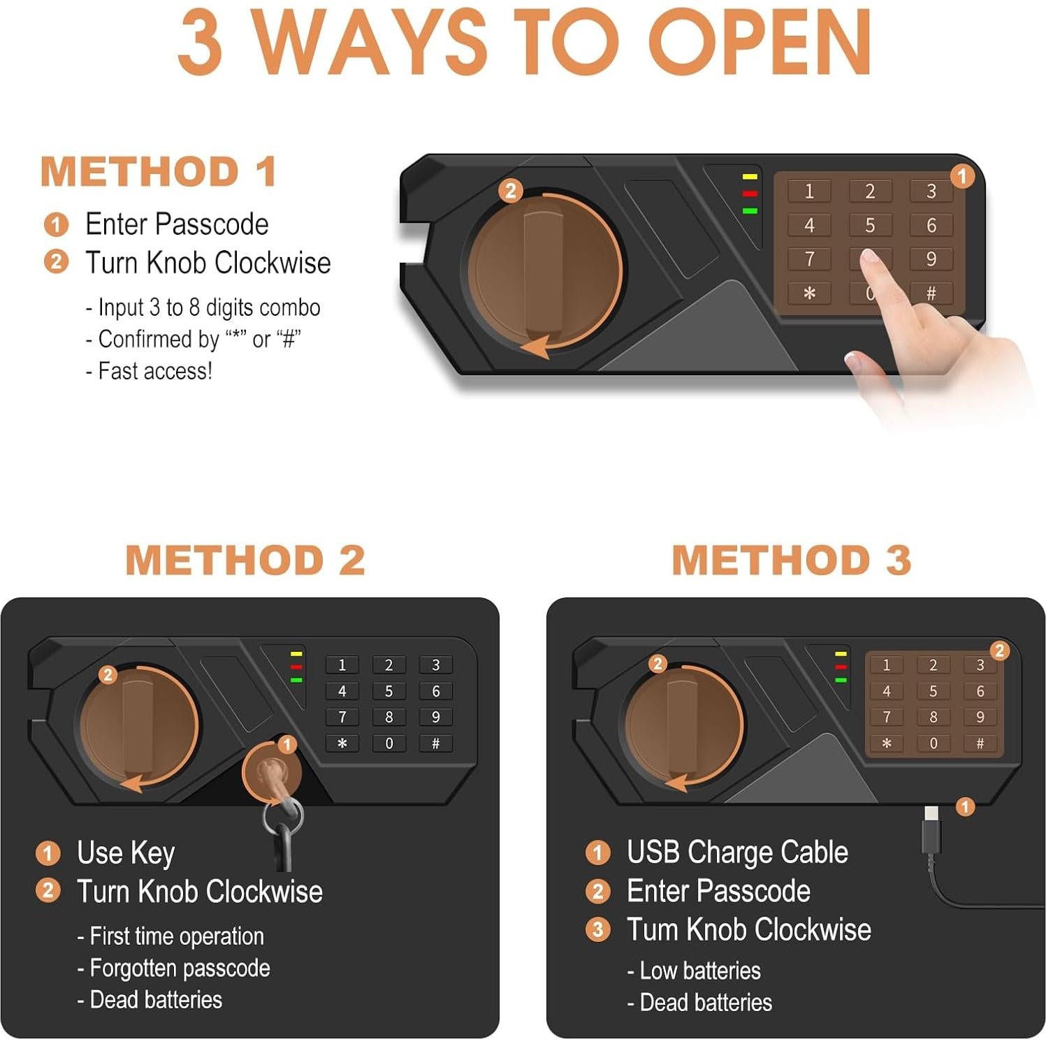 Caja Fuerte Ignífuga Homirxan 3 Pies Cúbicos con Alarma