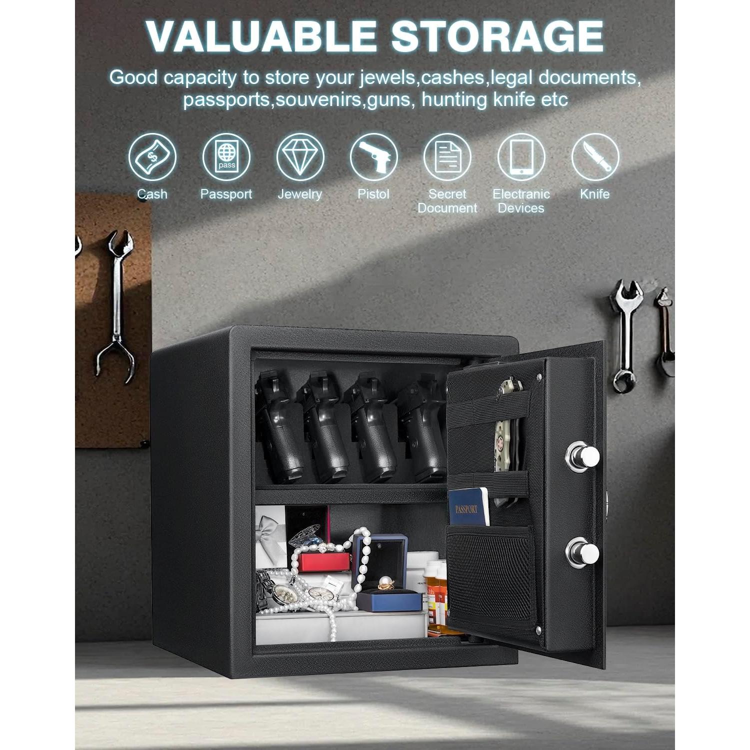 Caja Fuerte Biométrica Mediana JINXNOBI 1.38 Pies³ Antirrobo