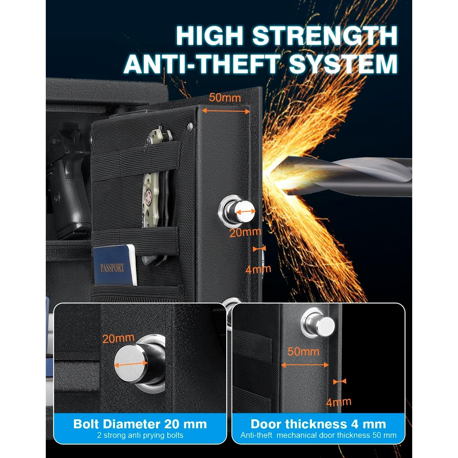 Caja Fuerte Biométrica Mediana JINXNOBI 1.38 Pies³ Antirrobo