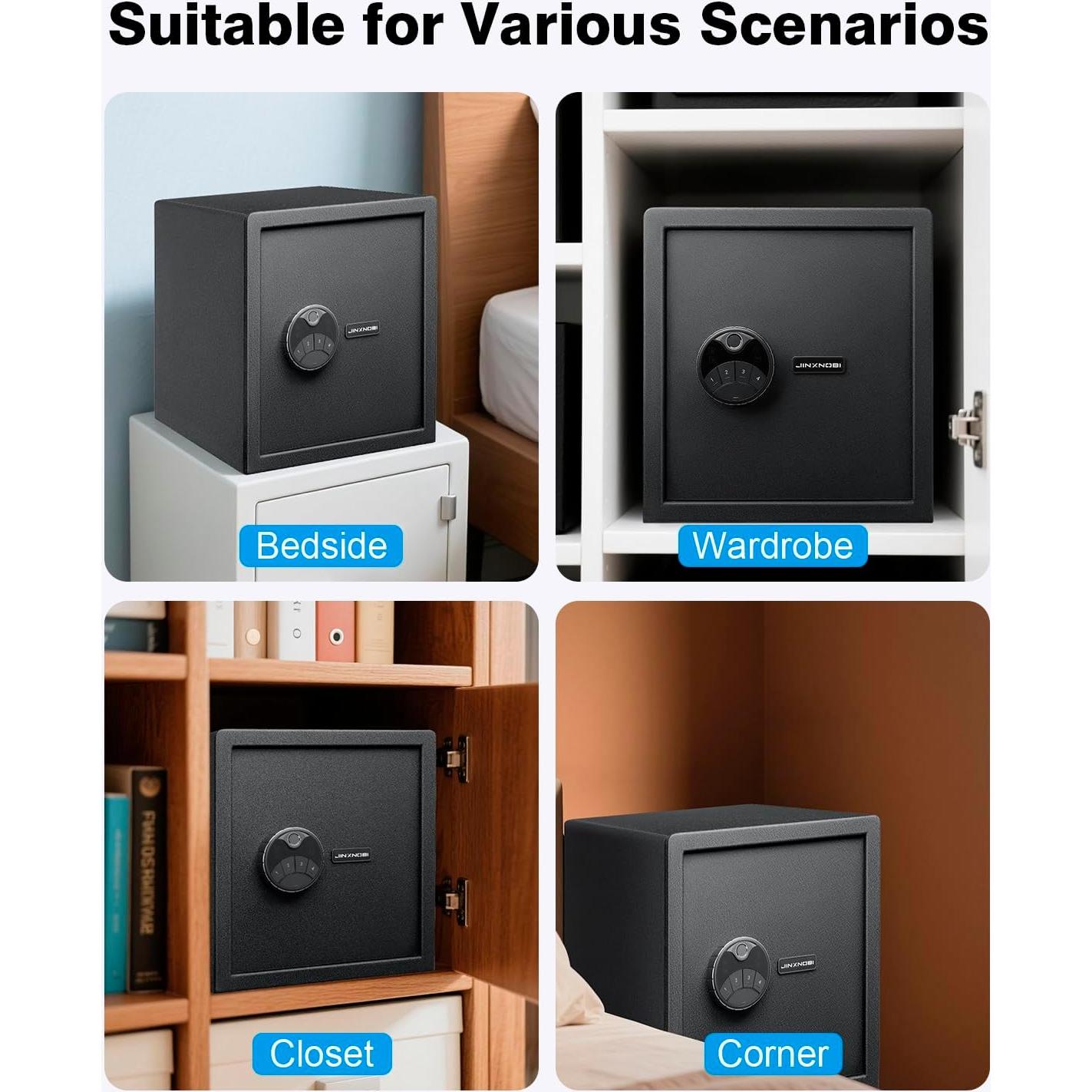 Caja Fuerte Biométrica Mediana JINXNOBI 1.38 Pies³ Antirrobo